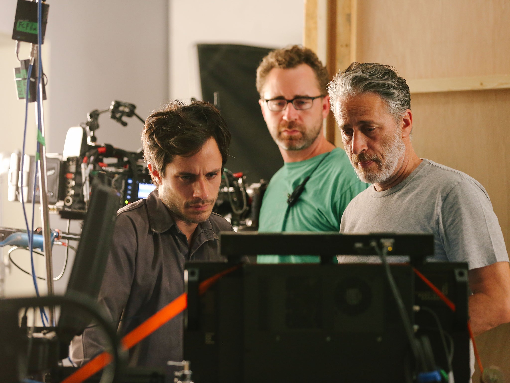 Human story: Gael Garcia Bernal (left) and director Jon Stewart (right) on the set of ‘Rosewater’