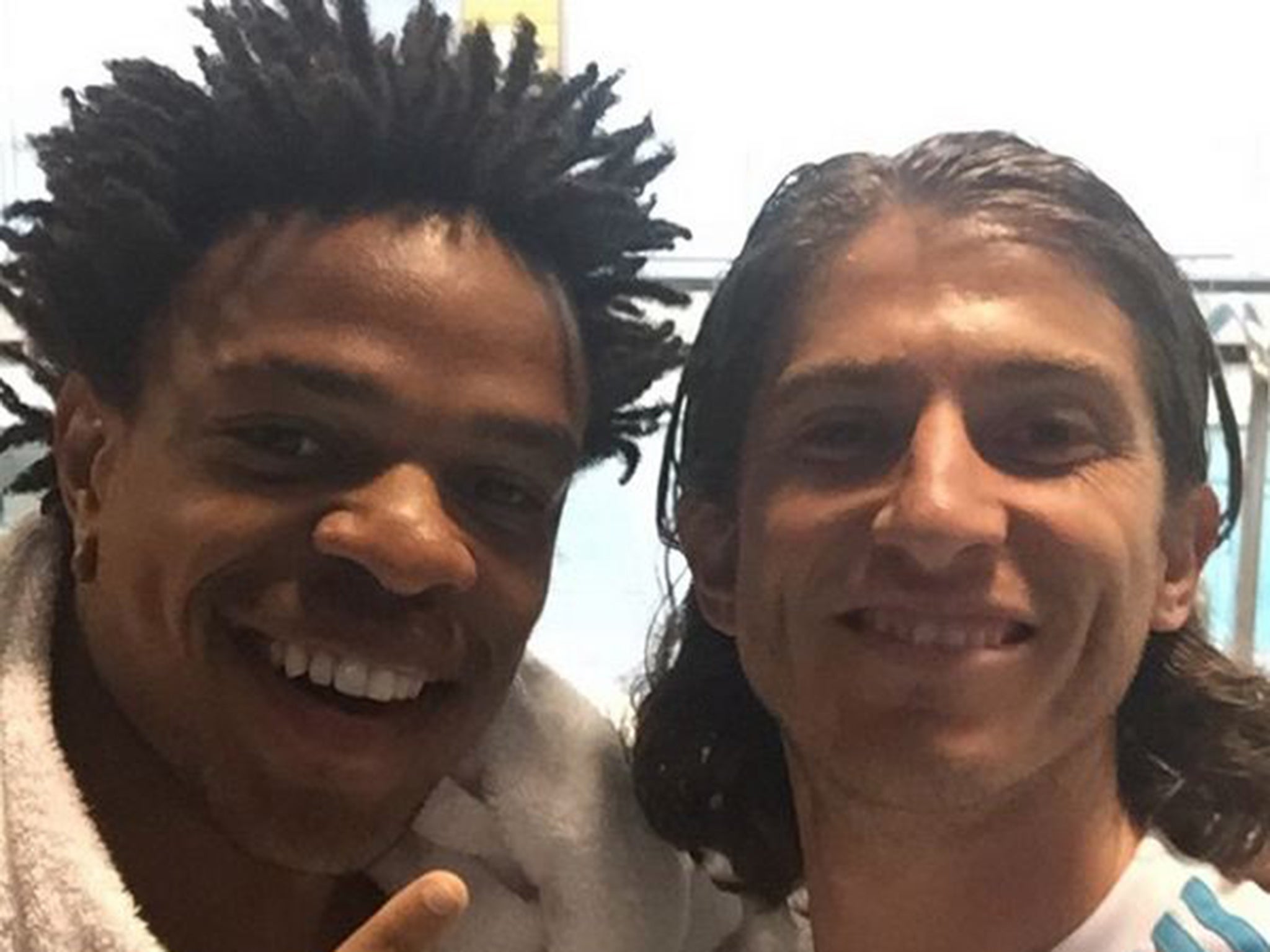 Remy was pictured with Filipe Luis at the Chelsea training ground on Thursday