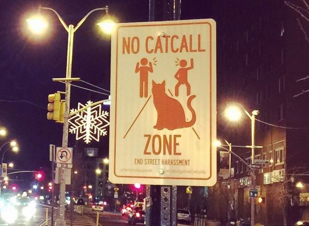 Signs were erected in Brooklyn, New York, in an attempt to tackle catcalling in 2015