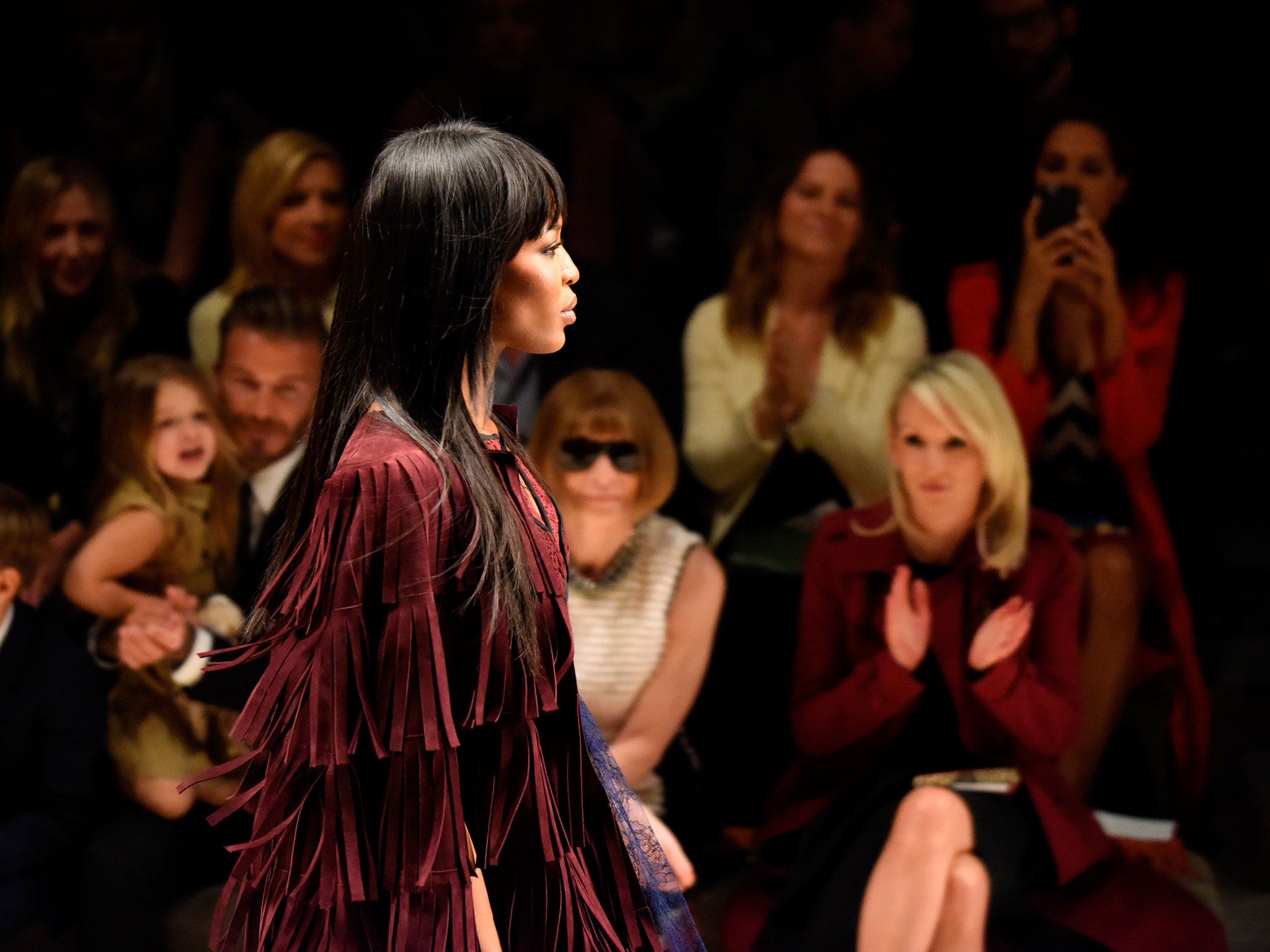 Naomi Campbell on the catwalk for Burberry's London in Los Angeles