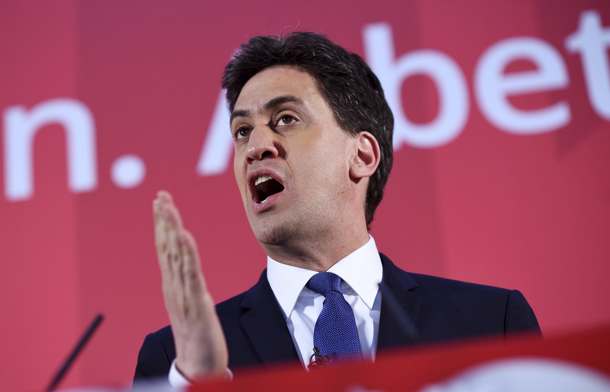 Labour leader Ed Miliband at the launch of his party’s Manifesto for Young People at Bishop Grosseteste University in Lincoln