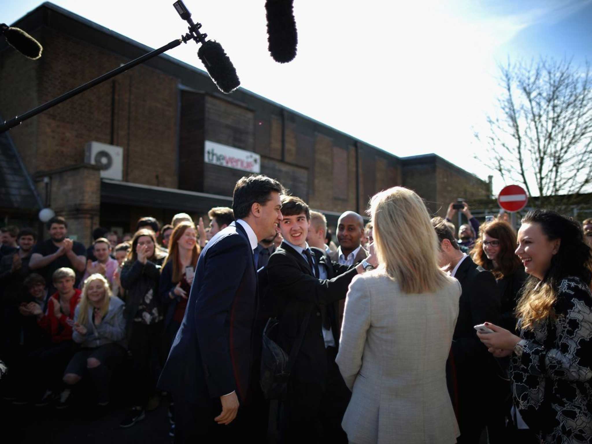 Miliband greets supporters