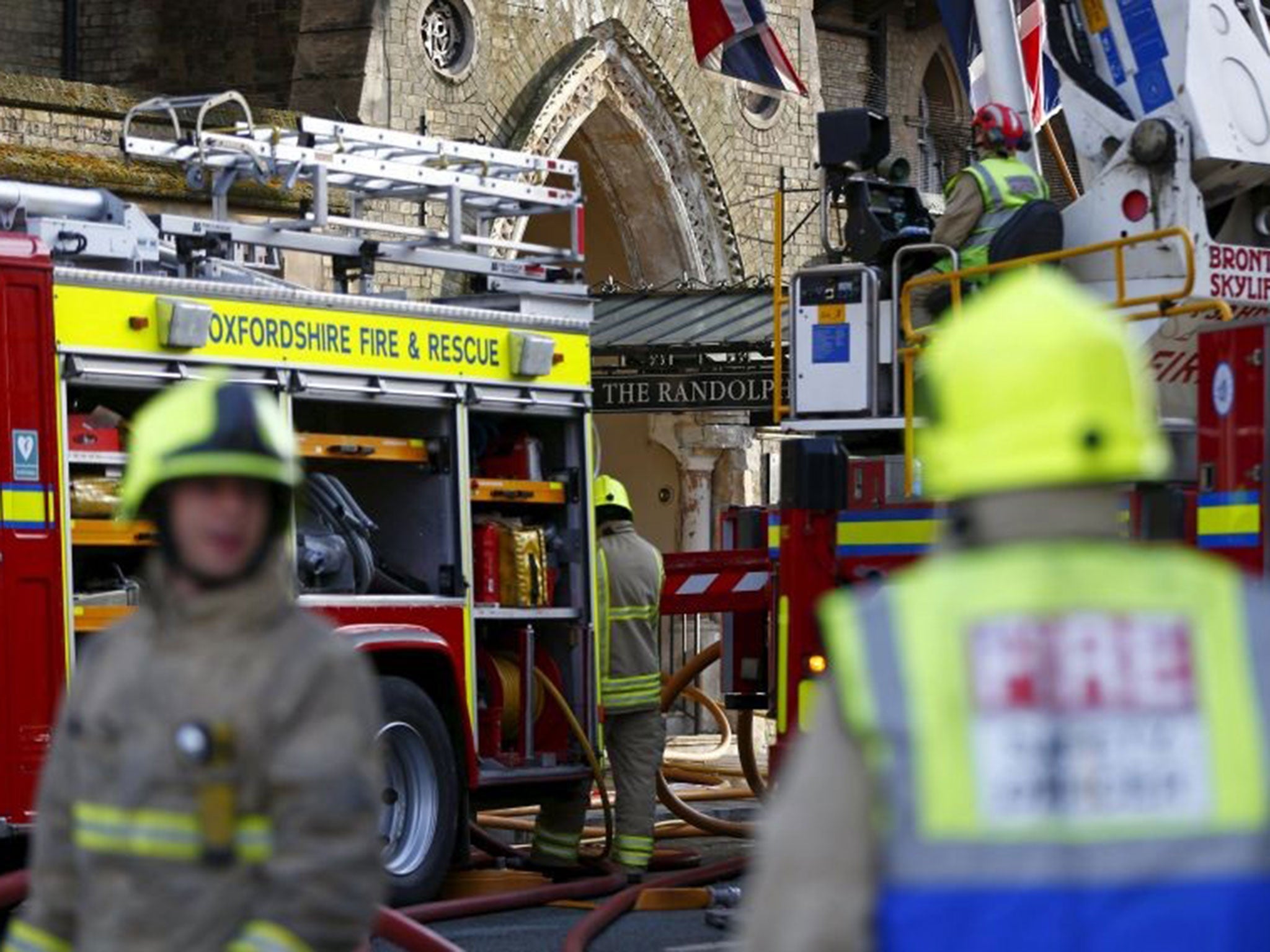 Firefighters tackling the blaze at the Randolph Hotel