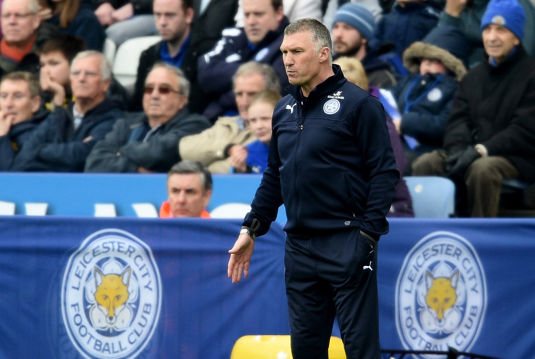 Nigel Pearson watches on