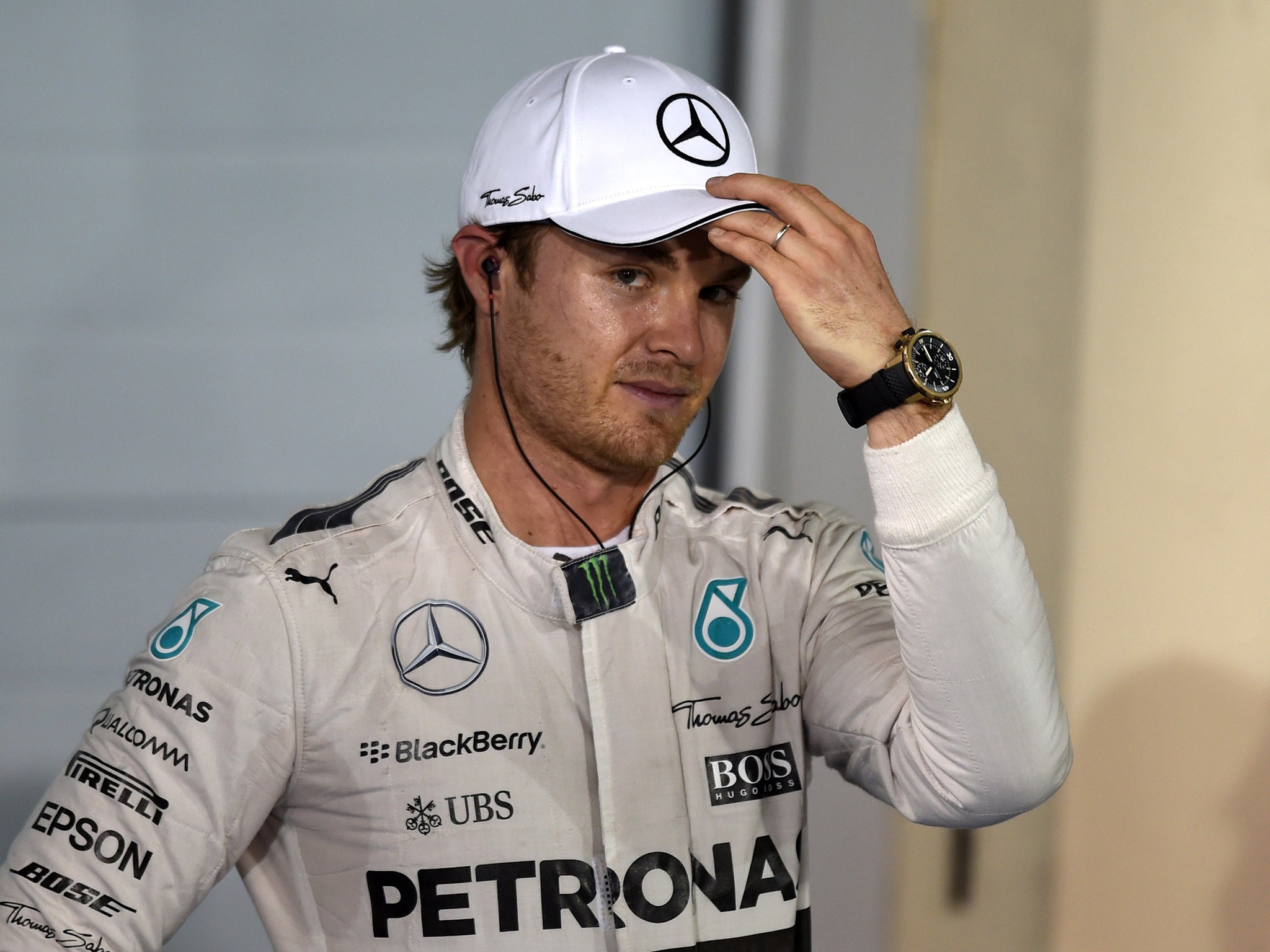 Mercedes team-mate Nico Rosberg is down in third