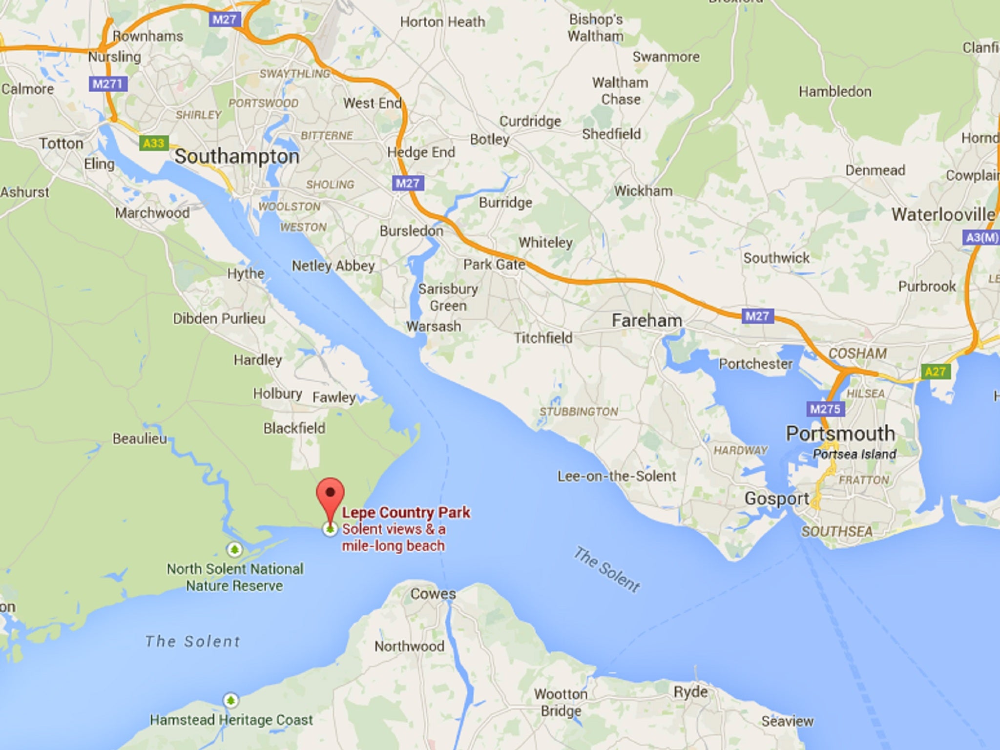 The kayaker went missing between Portsmouth and Southampton
