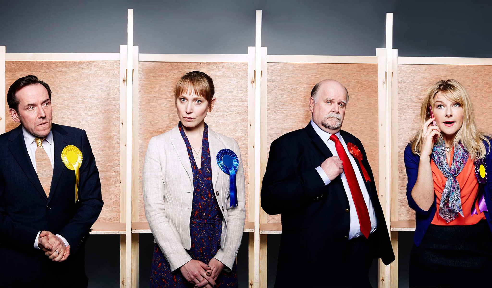 Monkey business: (From left) Ben Miller, Hattie Morahan, Trevor Cooper and Sarah Hadland in ‘Ballot Monkeys’