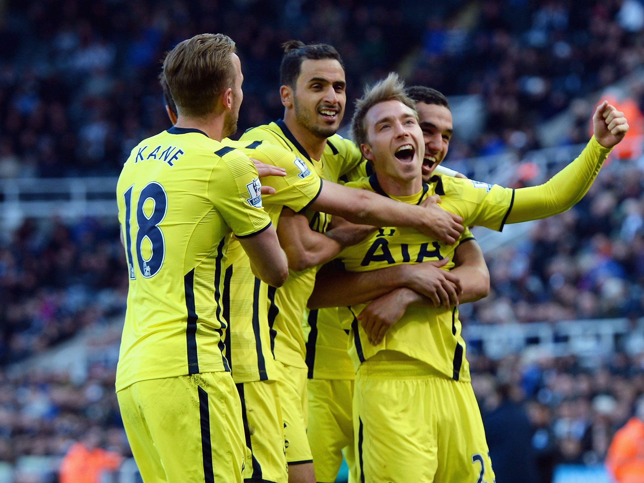 Christian Eriksen celebrates Spurs' second