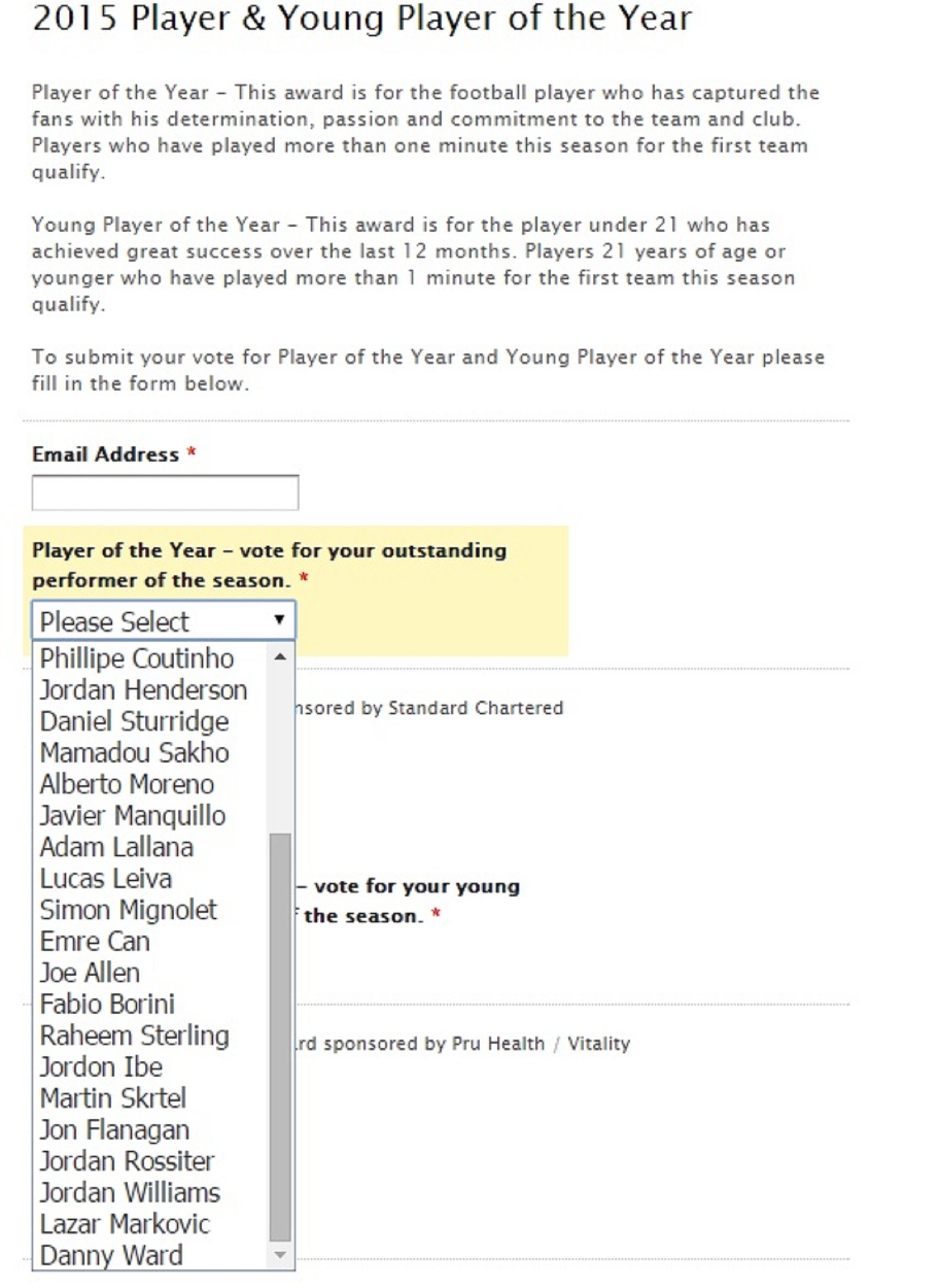 Liverpool's Player of the Year vote no longer contains Mario Balotelli