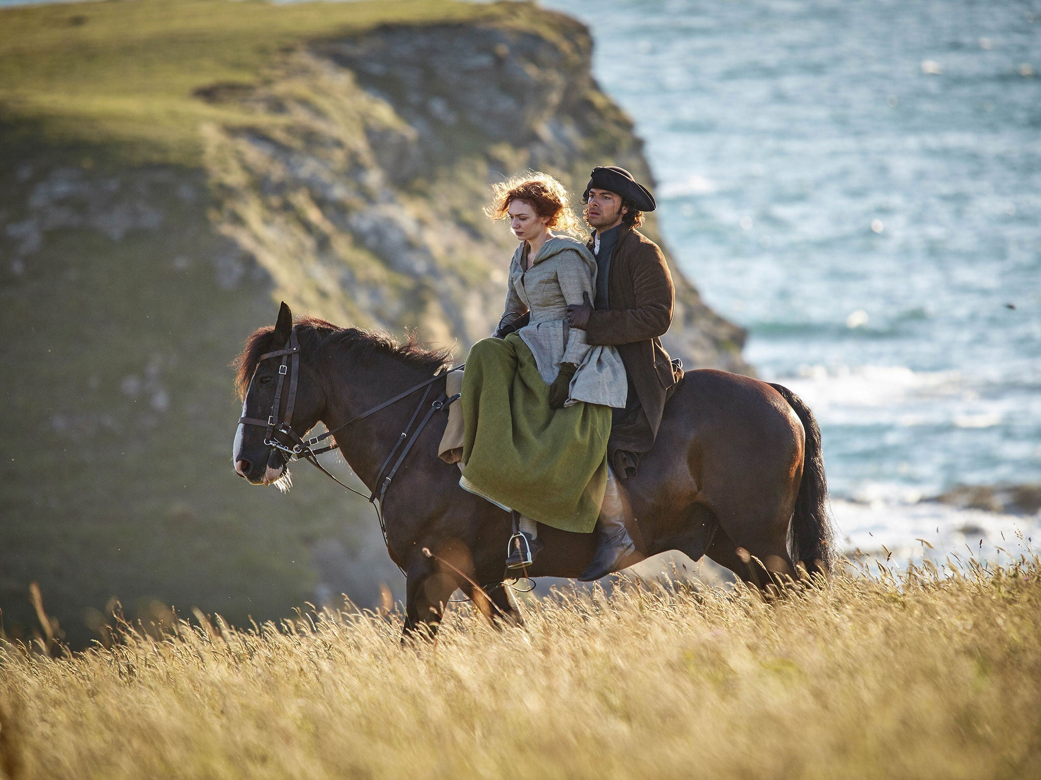 Eleanor Tomlinson and Aidan Turner in the BBC remake of Poldark