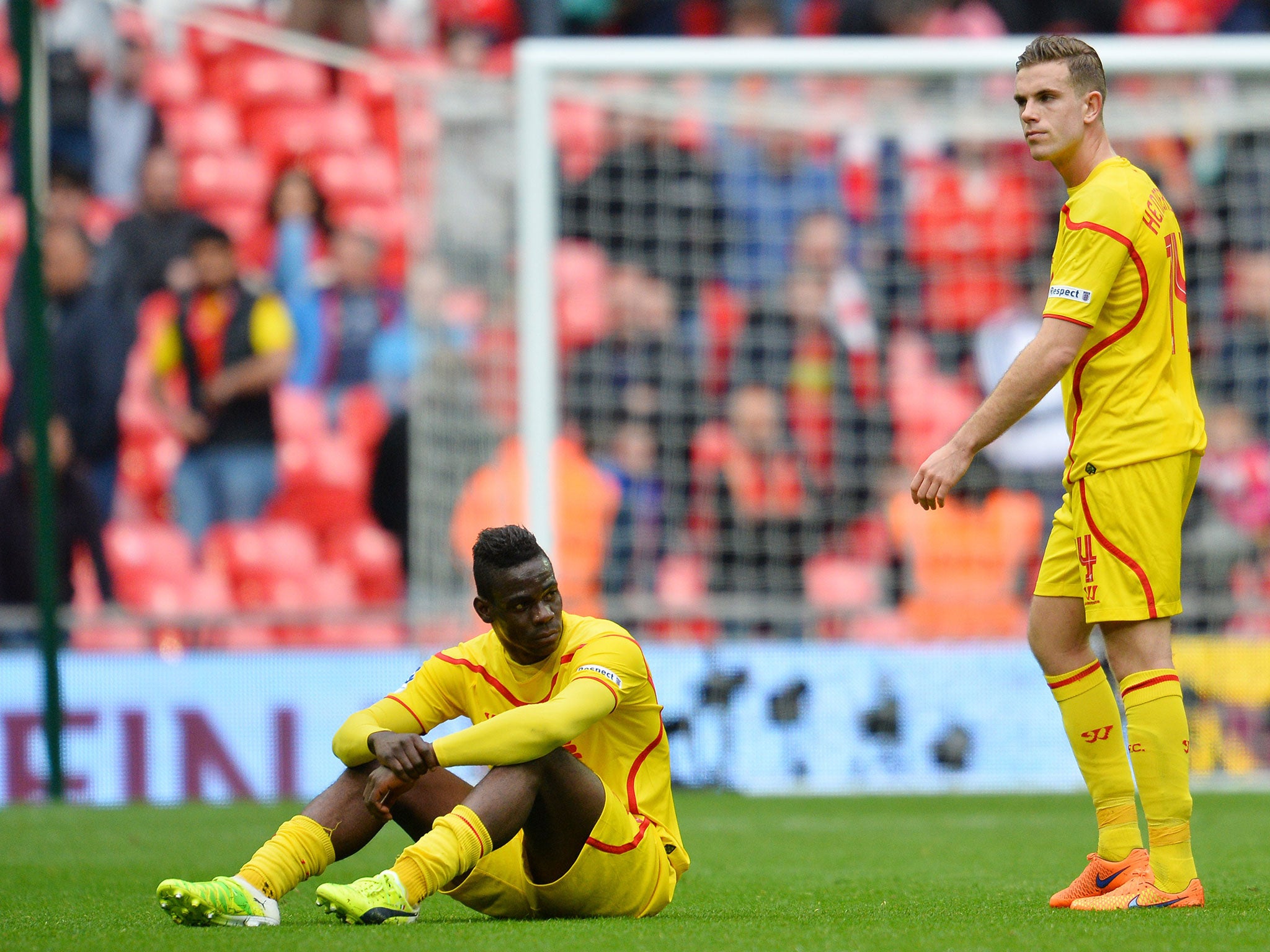 Mario Balotelli reacts to defeat to Aston Villa