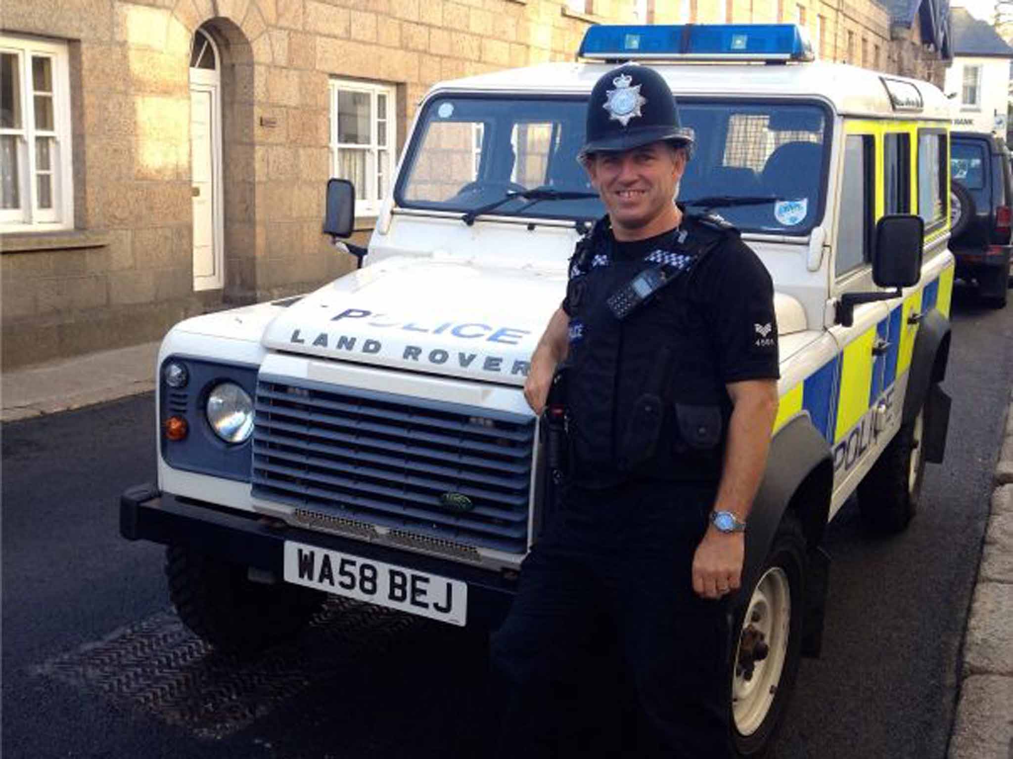 Sergeant Colin Taylor and his usual transport, the police Land Rover