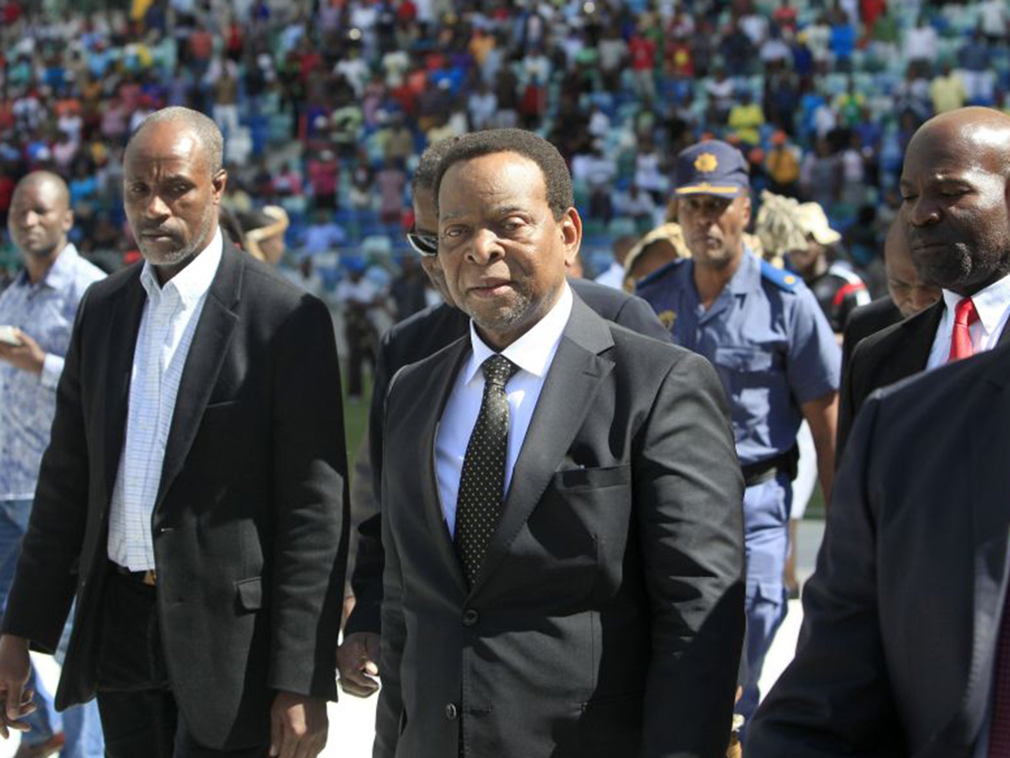 King Zwelithini, centre, previously said: ‘We ask foreign nationals to pack their belongings and be sent back’