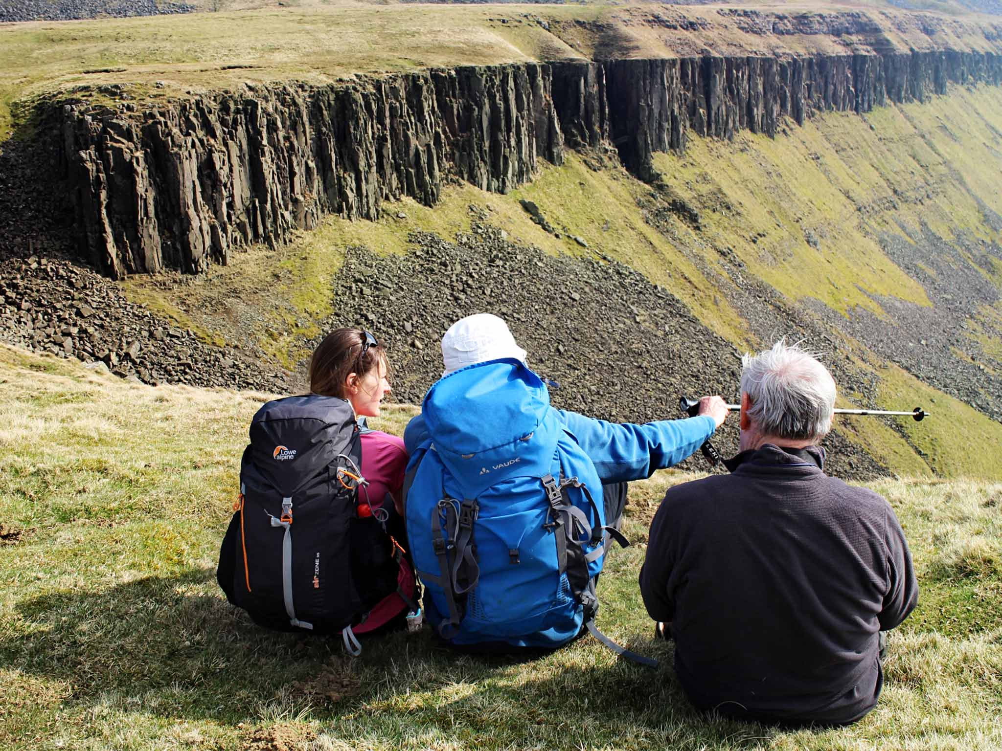 Ellie Ross, Martin and Graham at the top of High Cup Nick