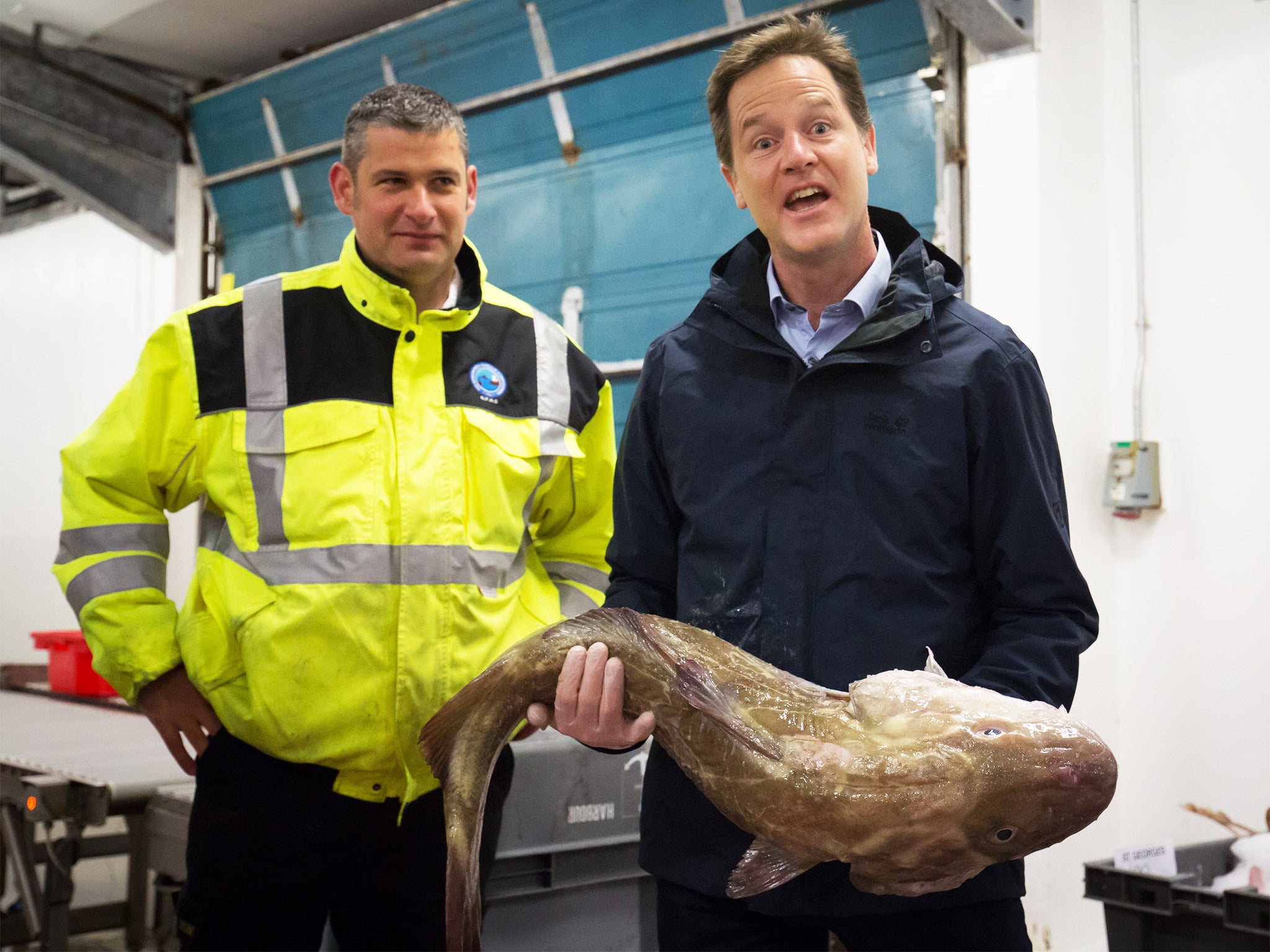 Deputy Prime Minister Nick Clegg visited workers in Newlyn Harbour, Cornwall, on Tuesday; he pledged increases in public-sector pay if the Liberal Democrats are elected to power