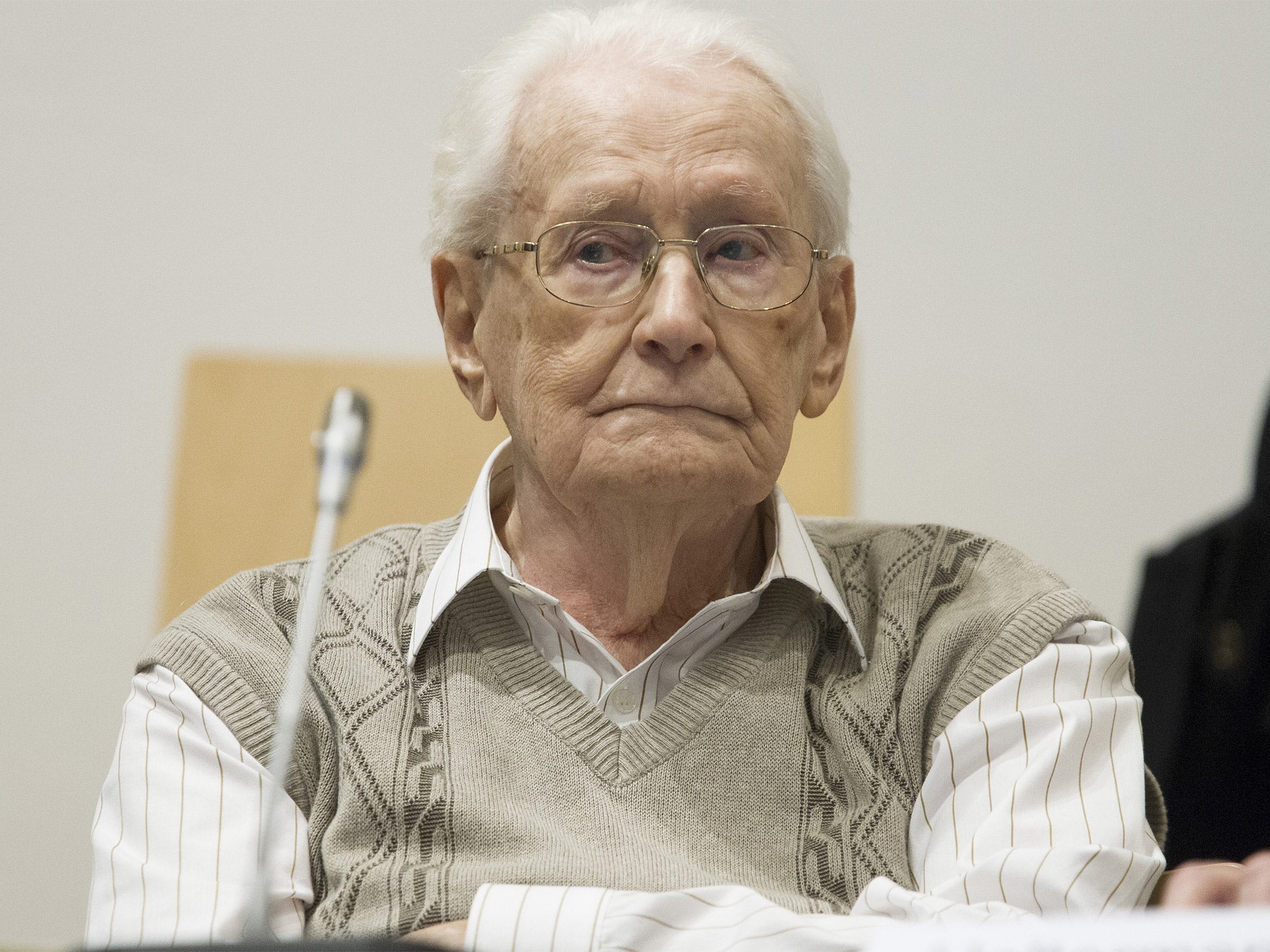 Oskar Groening is facing charges of being accomplice to the murder of 300,000 people at the Auschwitz concentration camp (Getty)