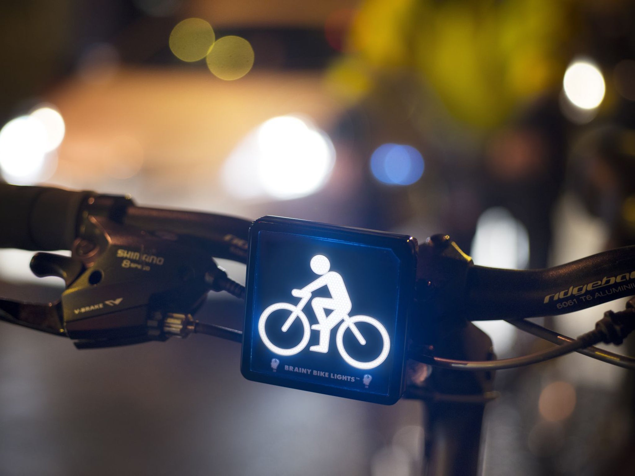 Brainy Bike Lights use super-bright LEDs, front and rear, to emit the instantly recognisable outline of a person on a bike