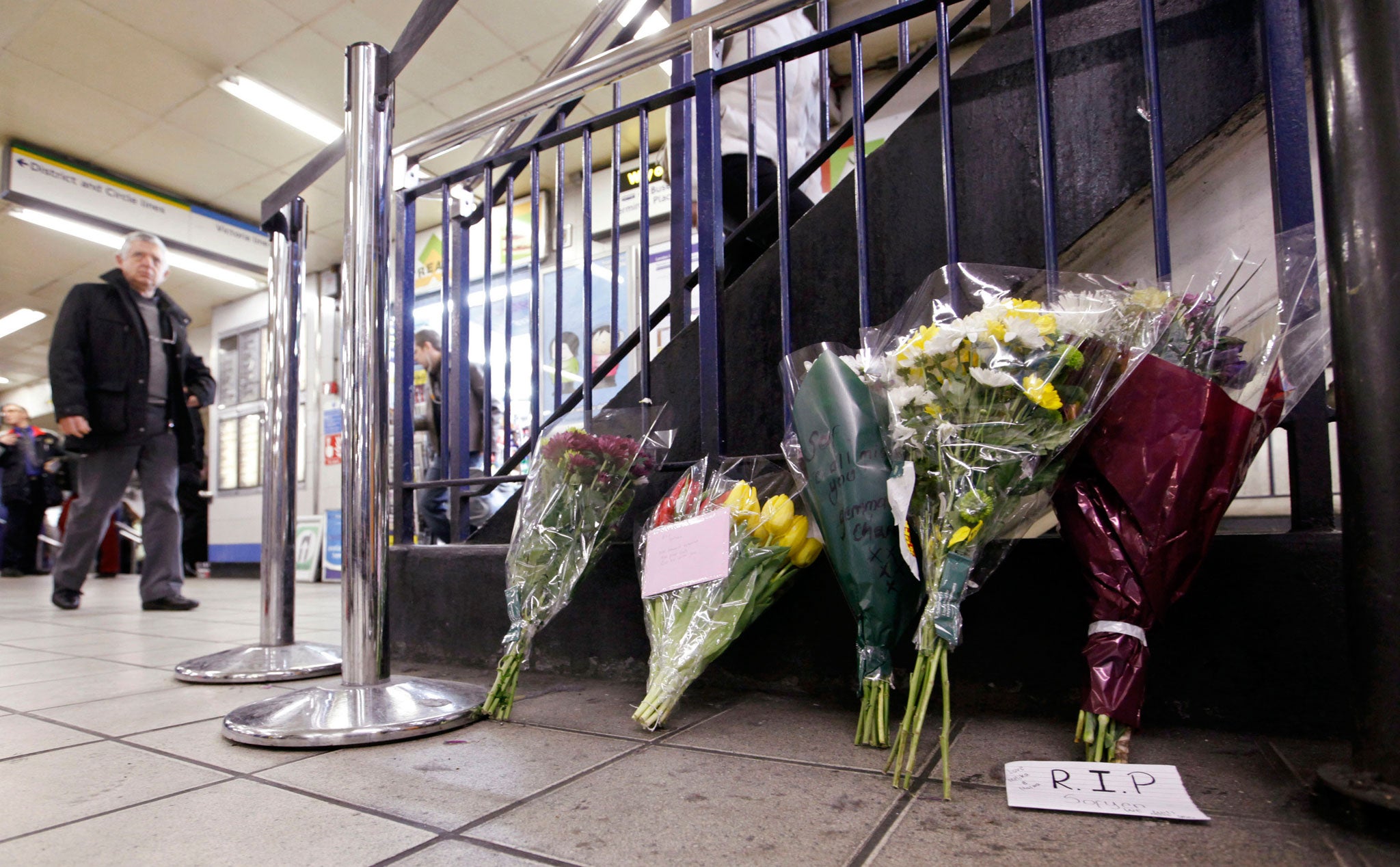 The stairs in Victoria station where the murder took place