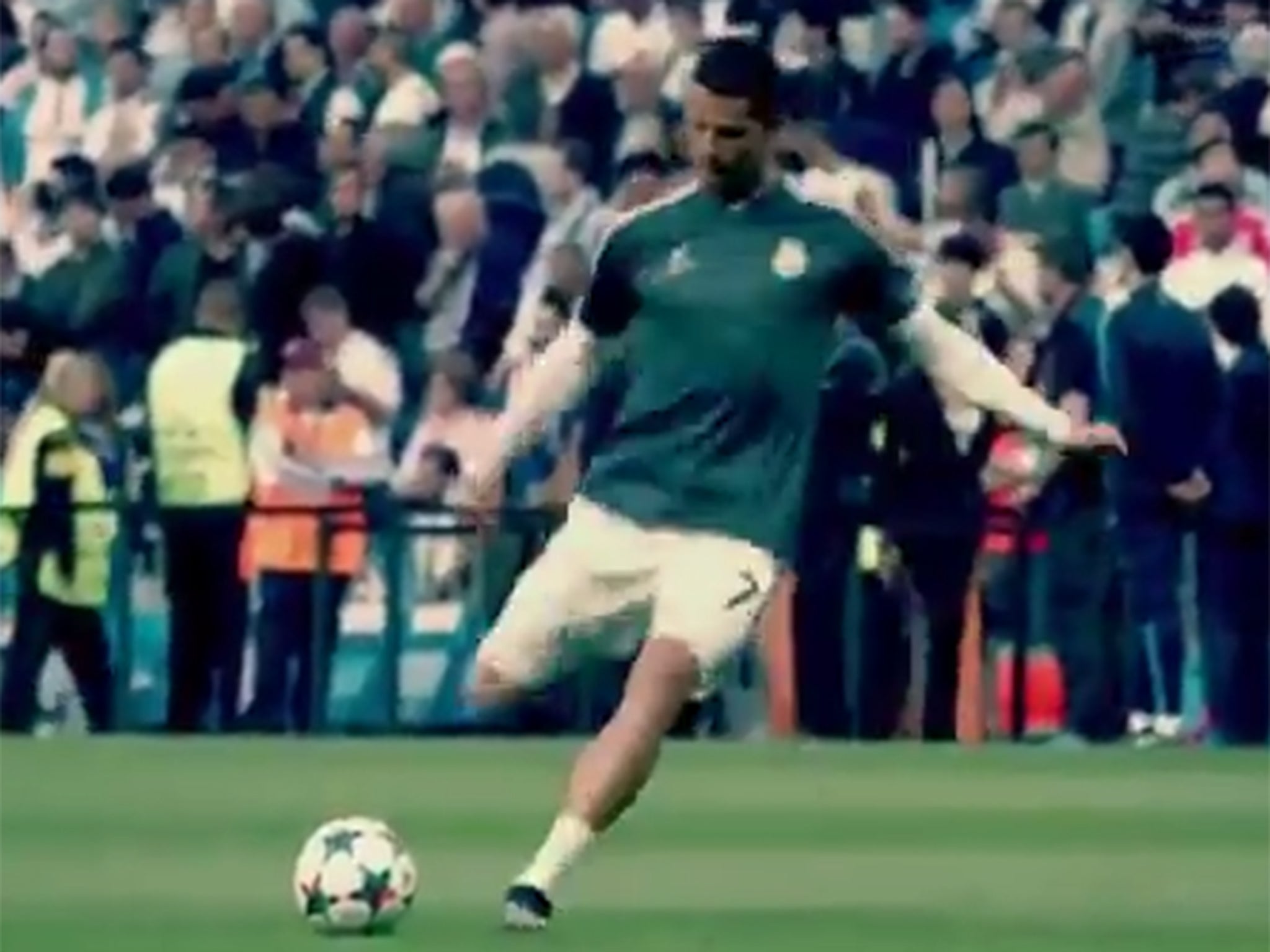 Ronaldo takes a practice shot