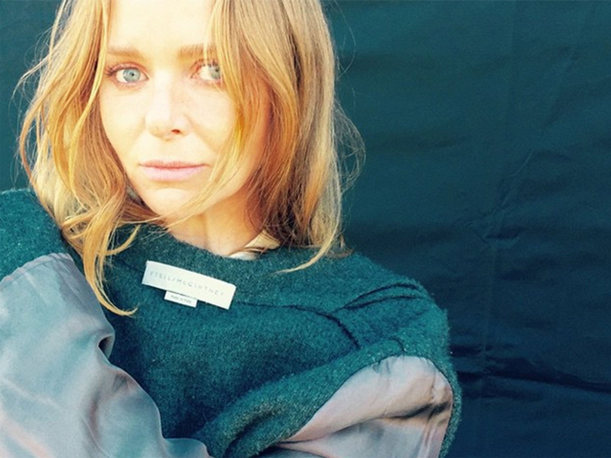 Stella McCartney wears a jacket insideout for Fashion Revolution Day