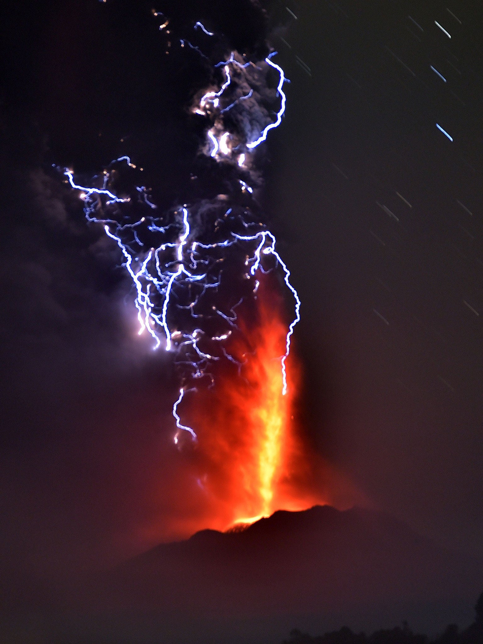 Authorities ordered an evacuation for a 10-kilometer (six-mile) radius around the volcano