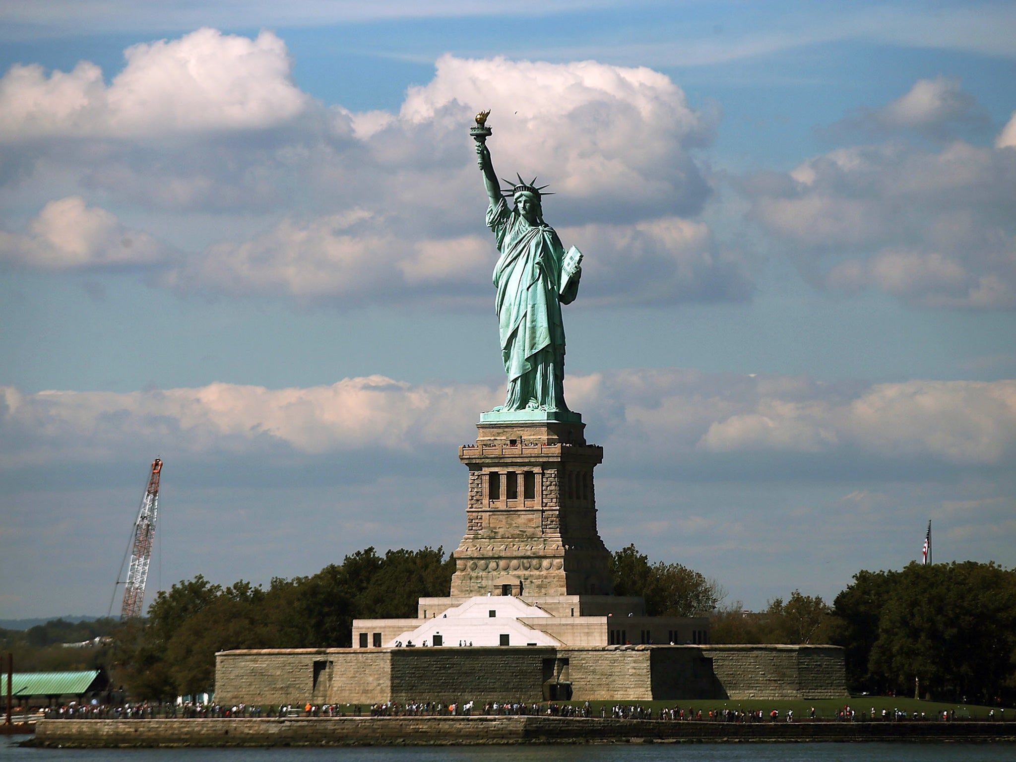 Visitors were rushed by boat off Liberty Island and back to Battery Park