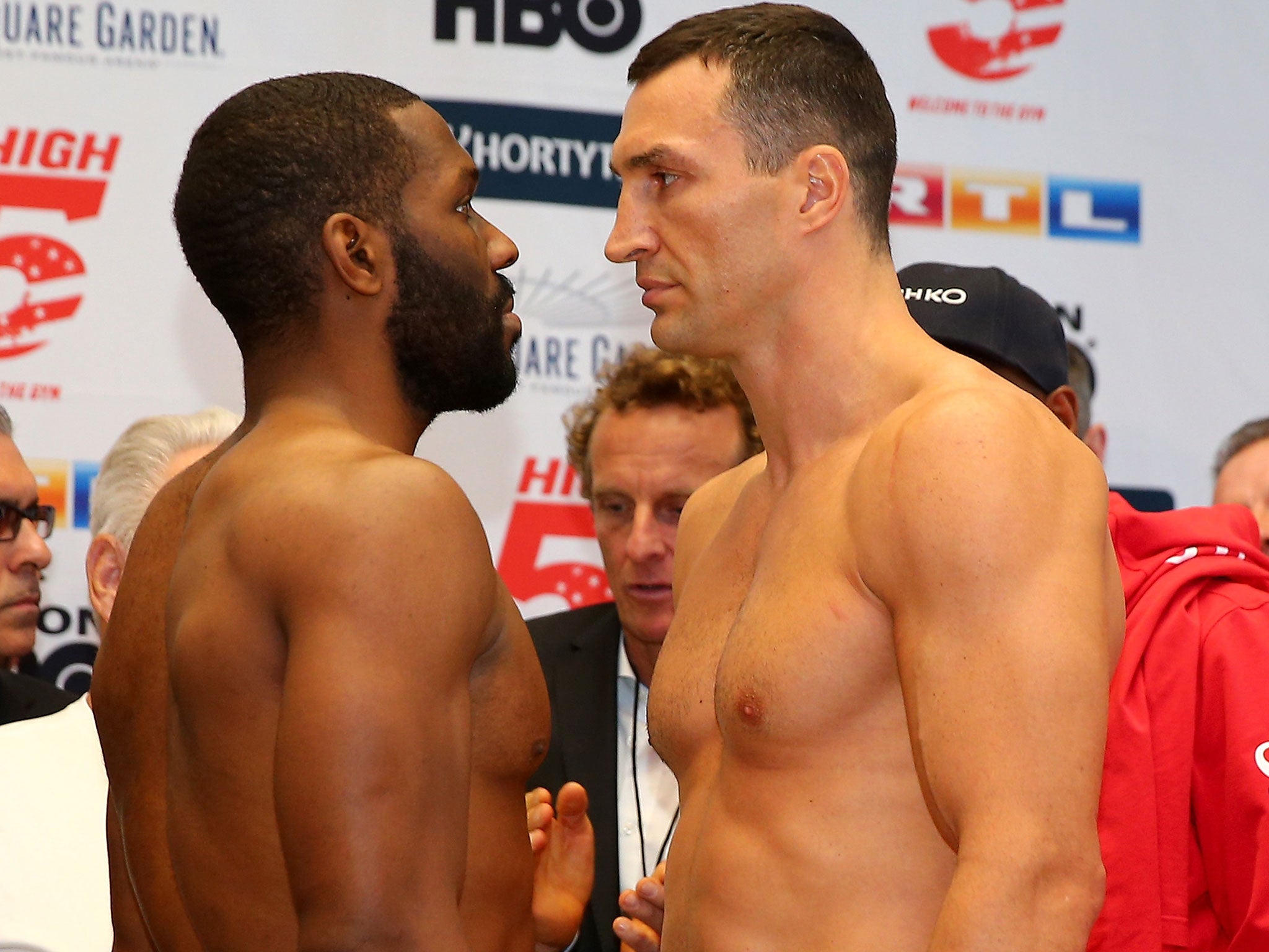 Bryant Jennings and Wladimir Klitschko face off