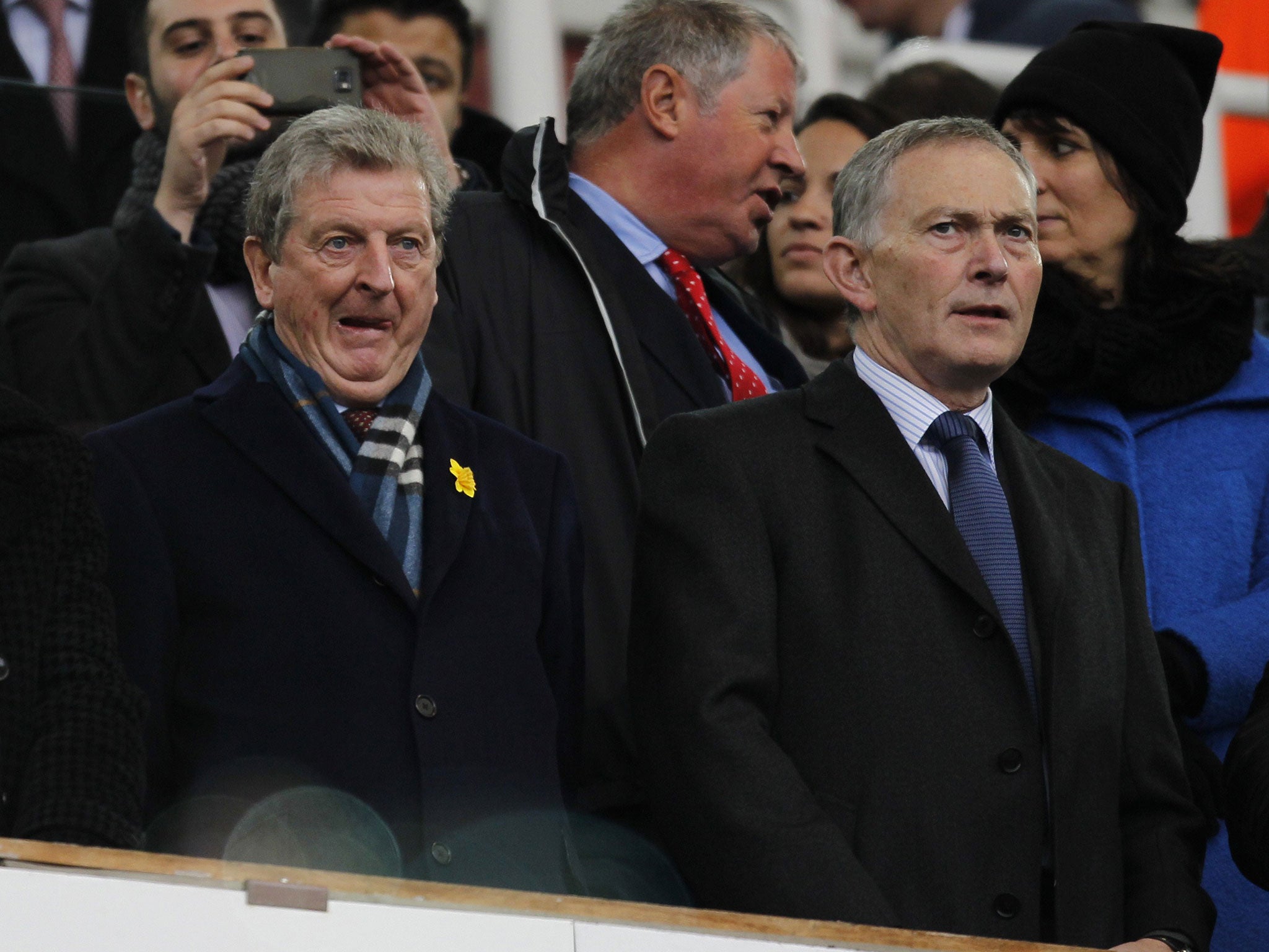 England manager Roy Hodgson alongside Scudamore