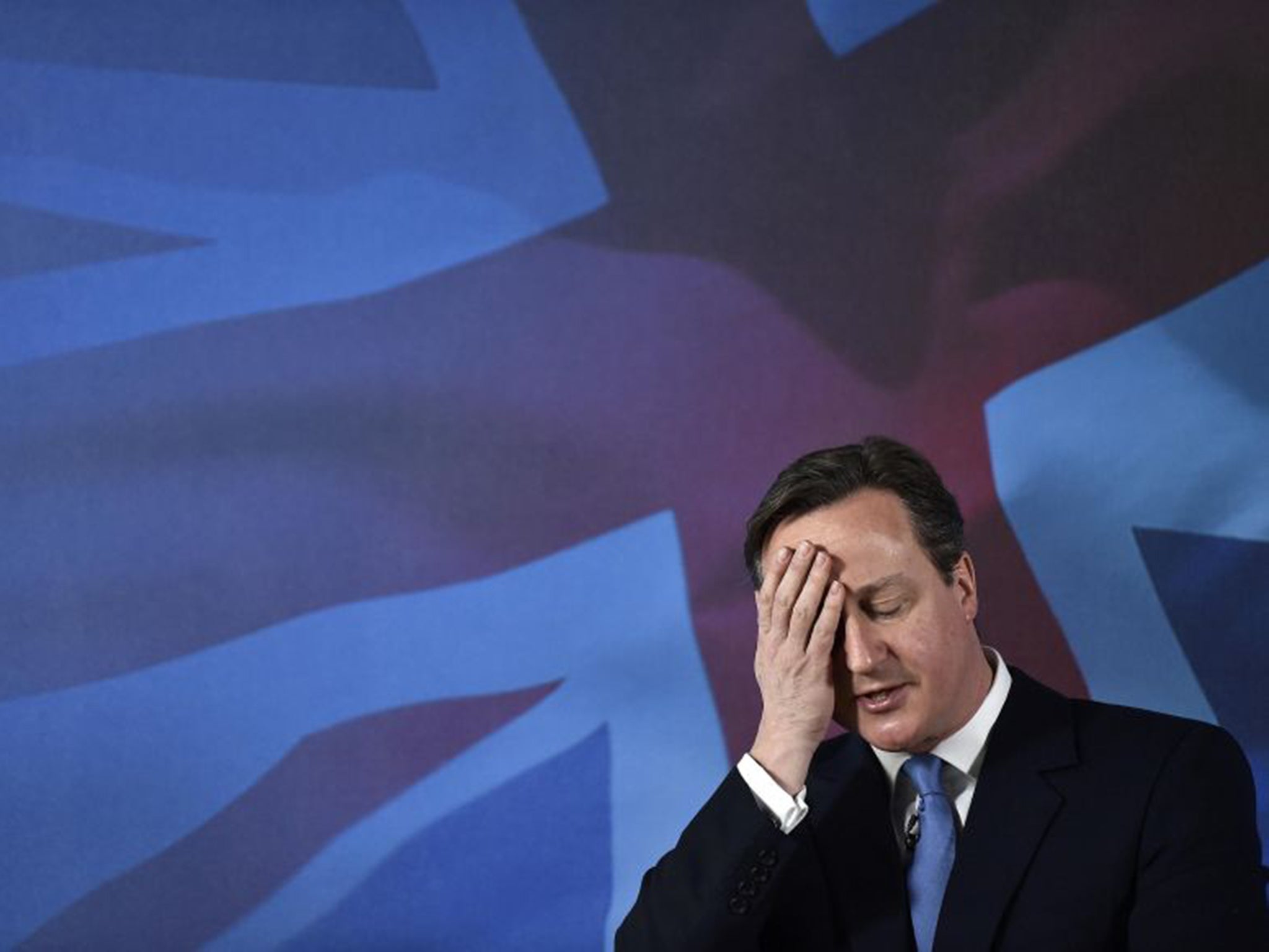 David Cameron in Croydon on Saturday when he confused Aston Villa and West Ham (Getty)