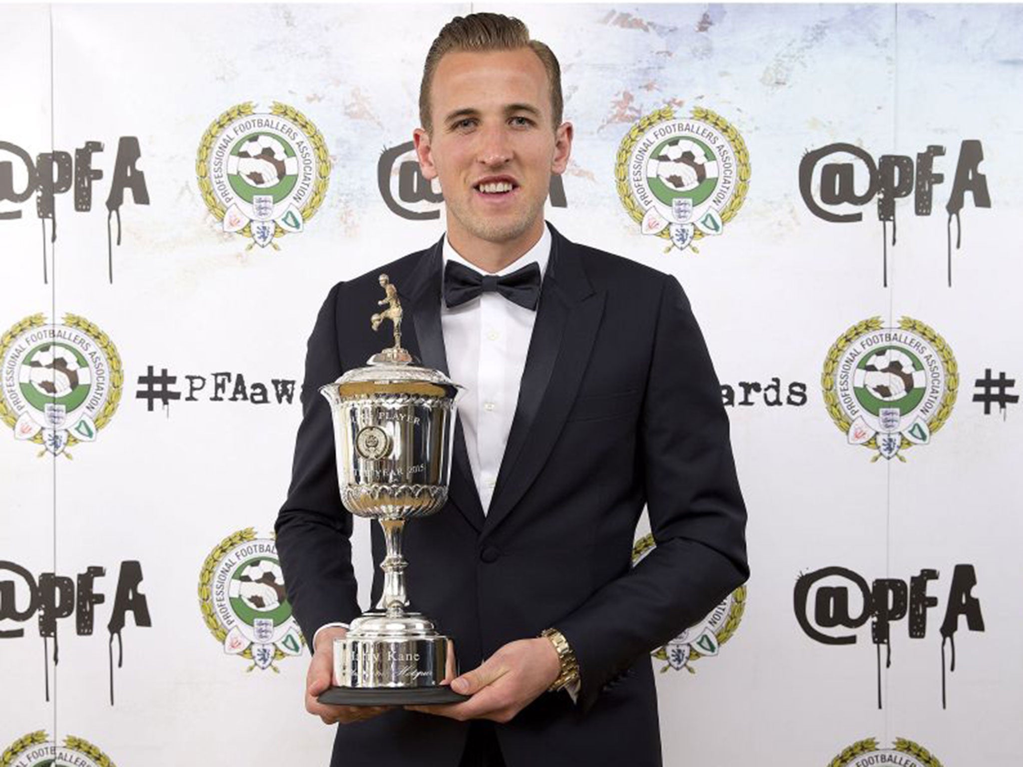 Harry Kane and his PFA Young Player of the Year award