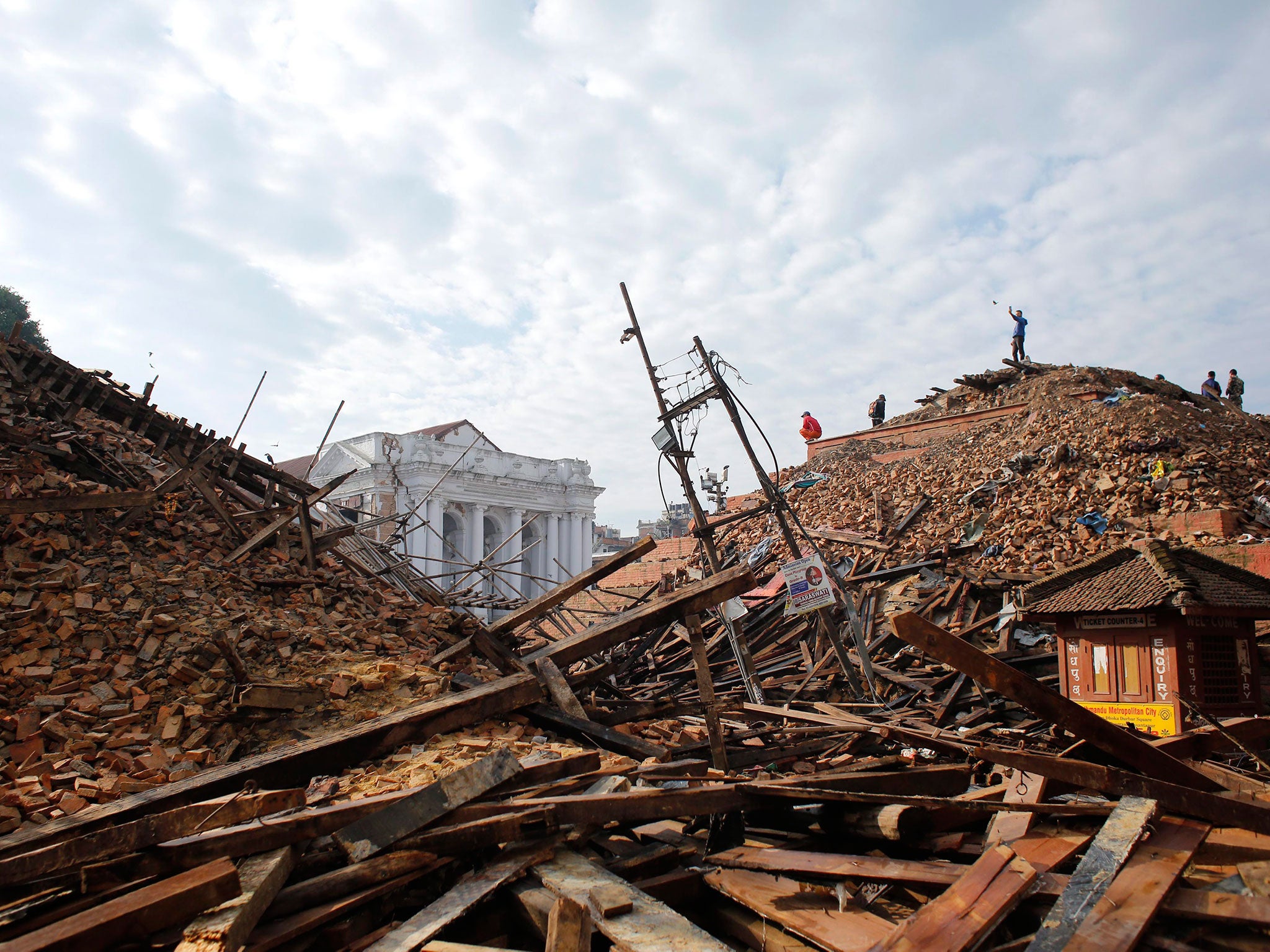 The 25 April earthquake razed large buildings to the ground