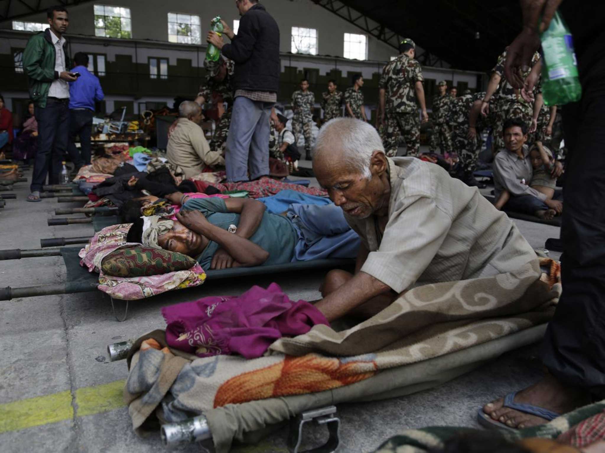 Victims recover in a large warehouse