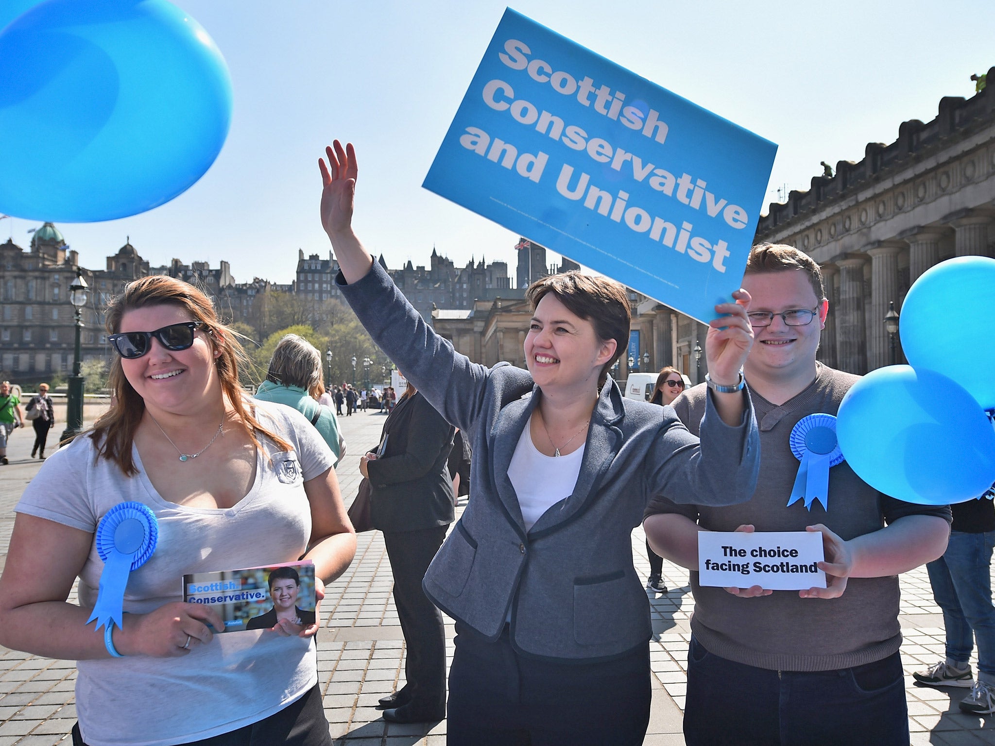 Scottish Conservatives leader Ruth Davidson campaigning in Edinburgh