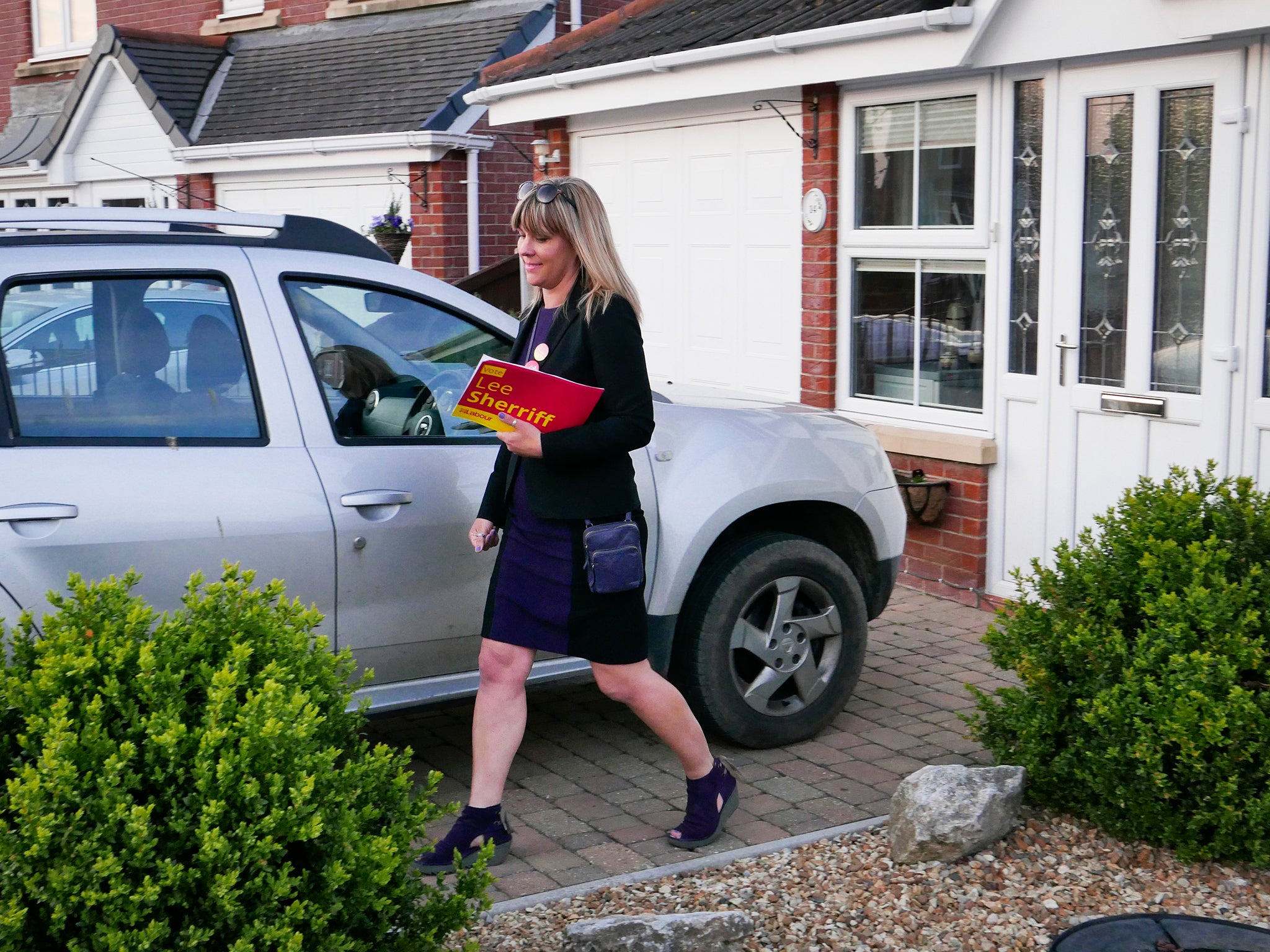 Sherriff, a mental health support worker who was raised in Carlisle,sells herself to voters on the doorstep as a local “Harraby lass” (Photo: Mark Pinder)