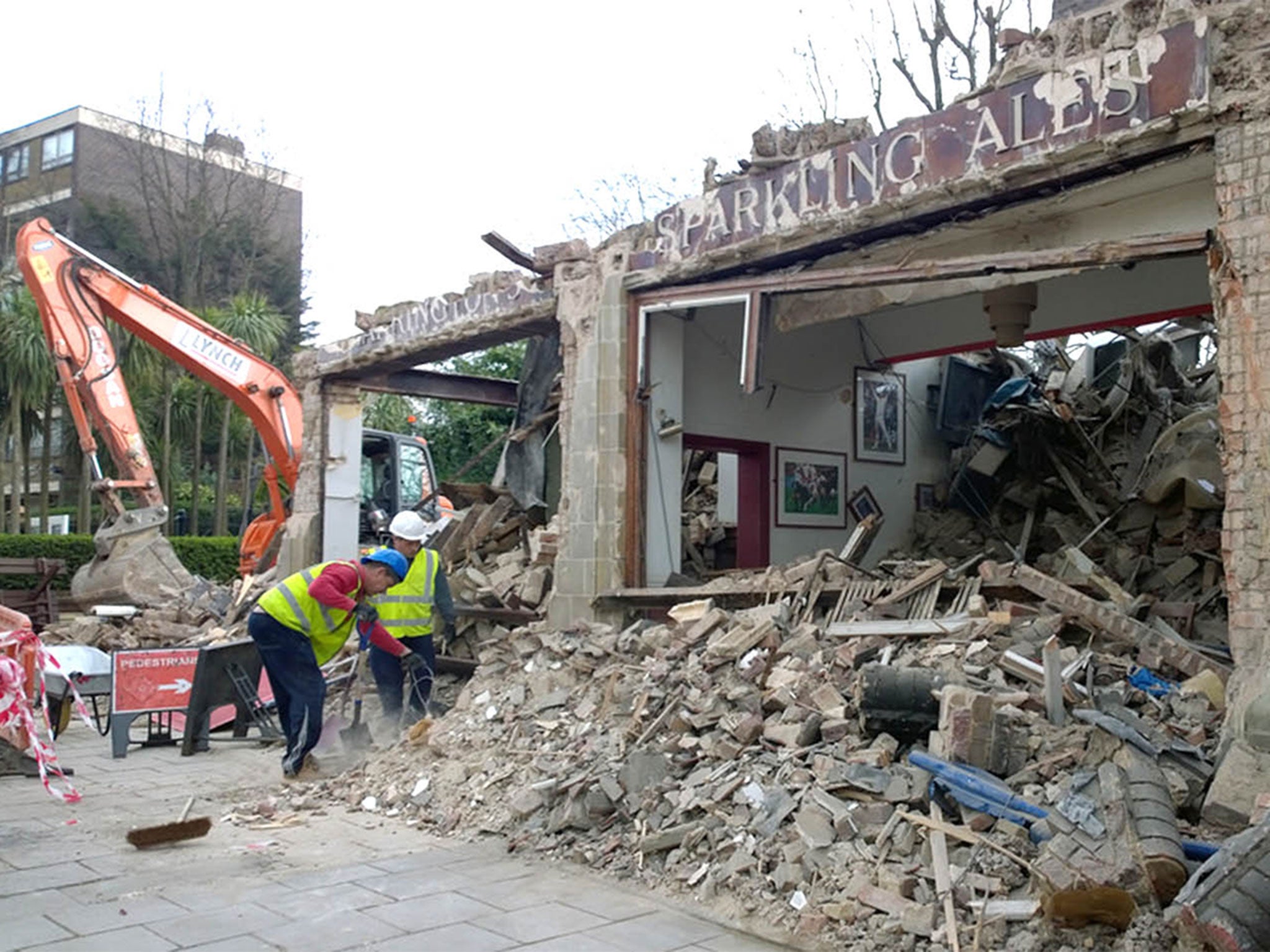 The Carlton Tavern in Kilburn after developers ordered it be demolished