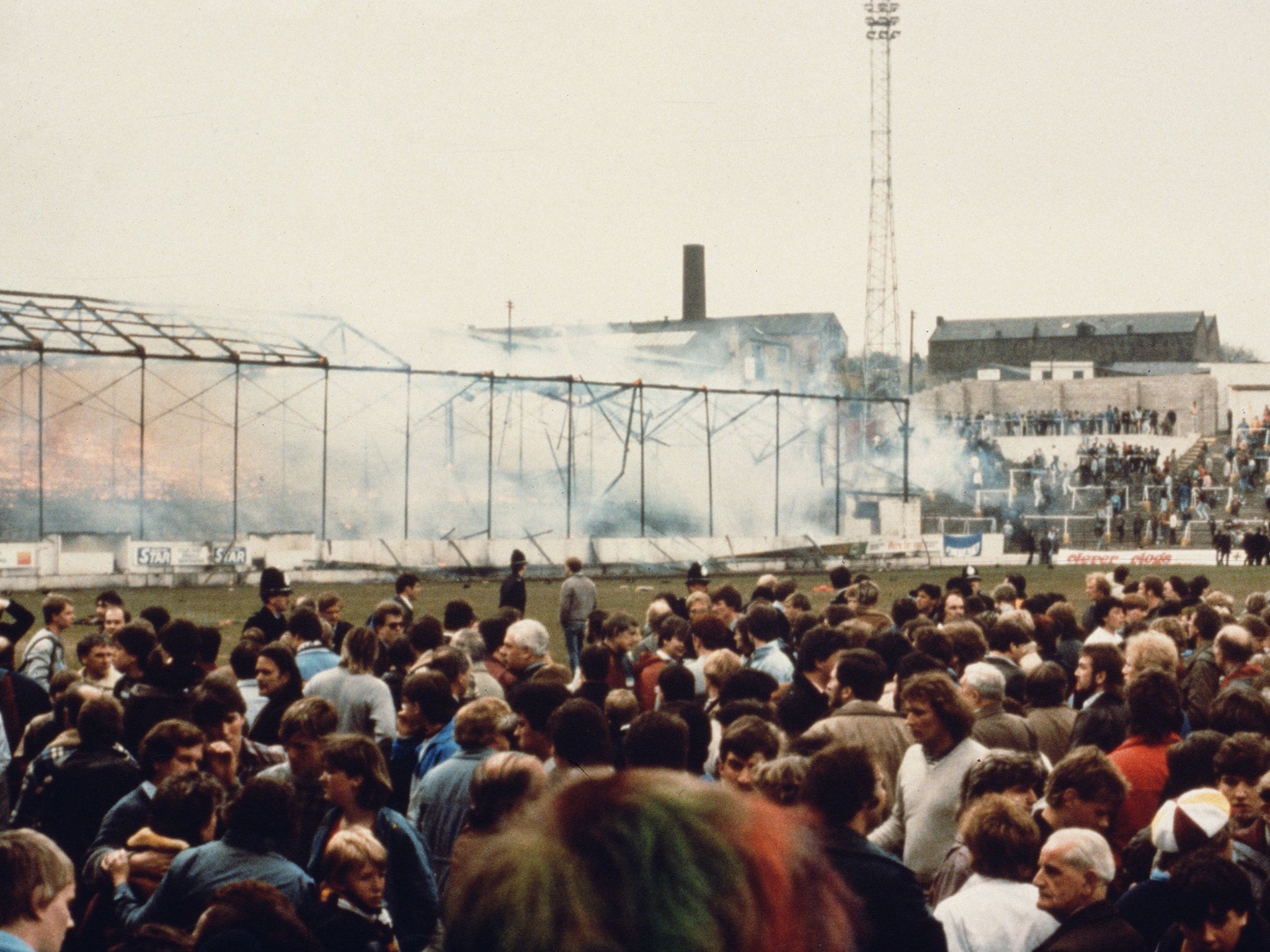 A view of the Bradford City stadium fire