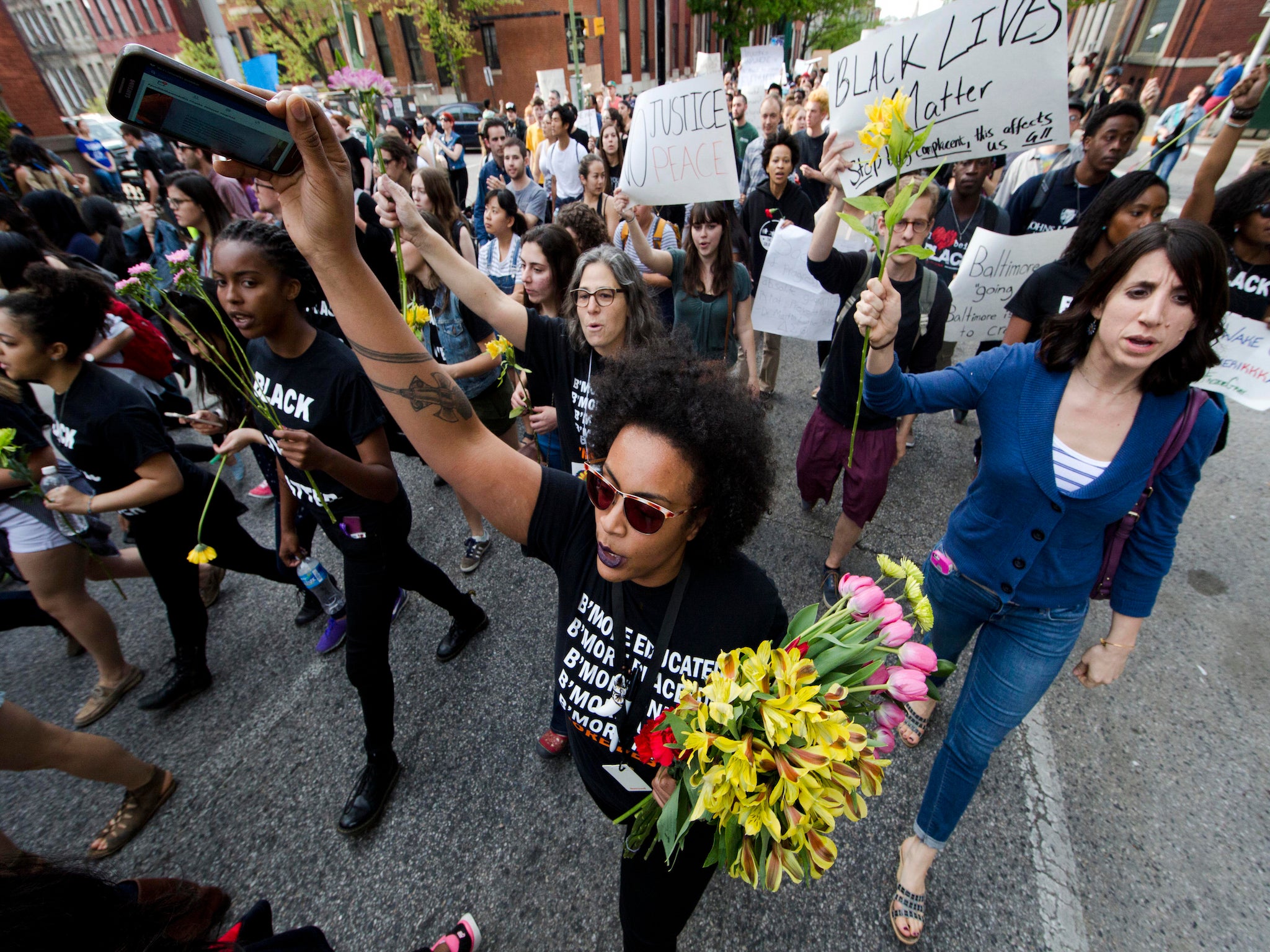 Peaceful protesters in Baltimore