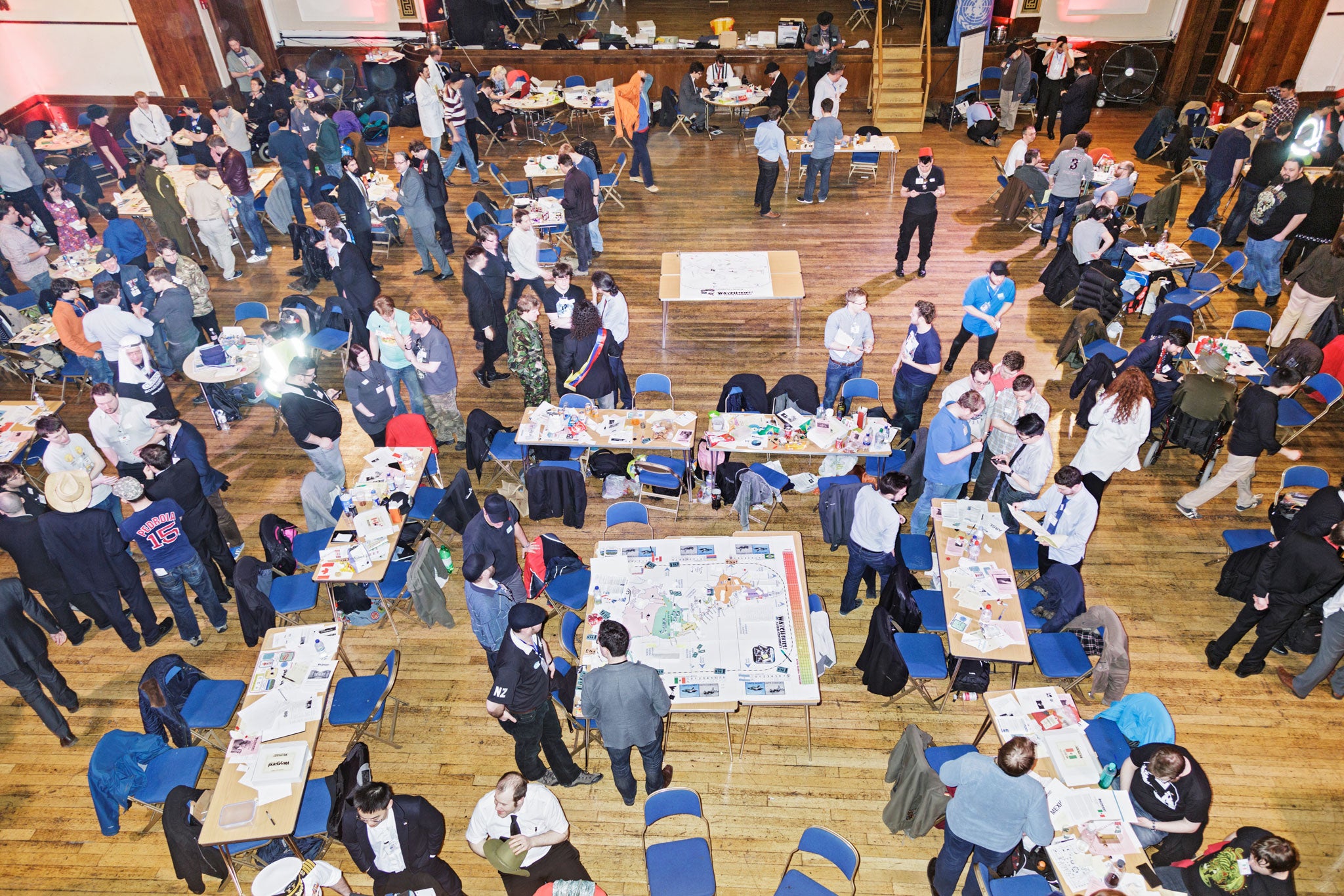 An aerial view of participants at the Watch The Skies! megagame