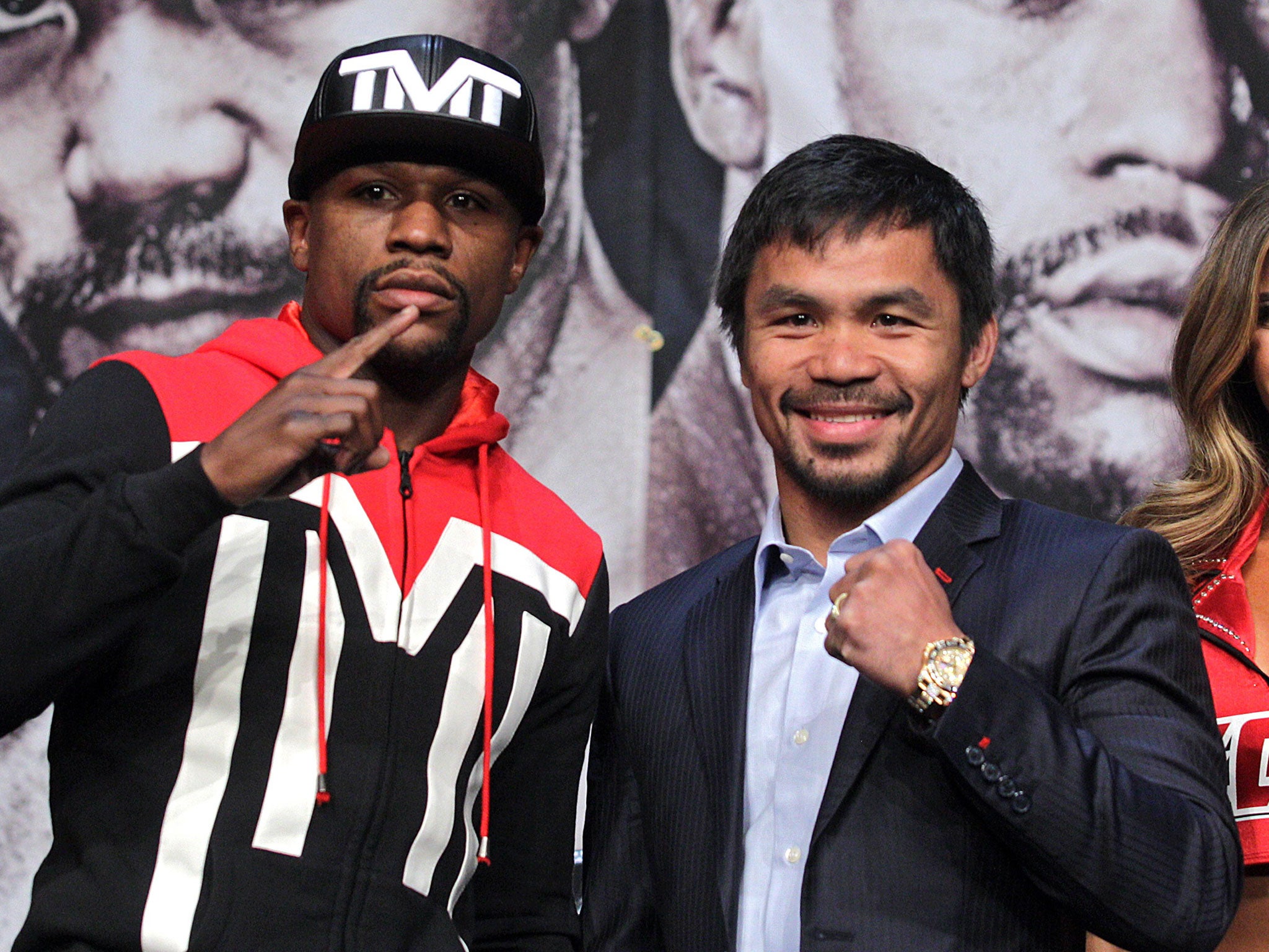 Floyd Mayweather and Manny Pacquiao during their final press conference