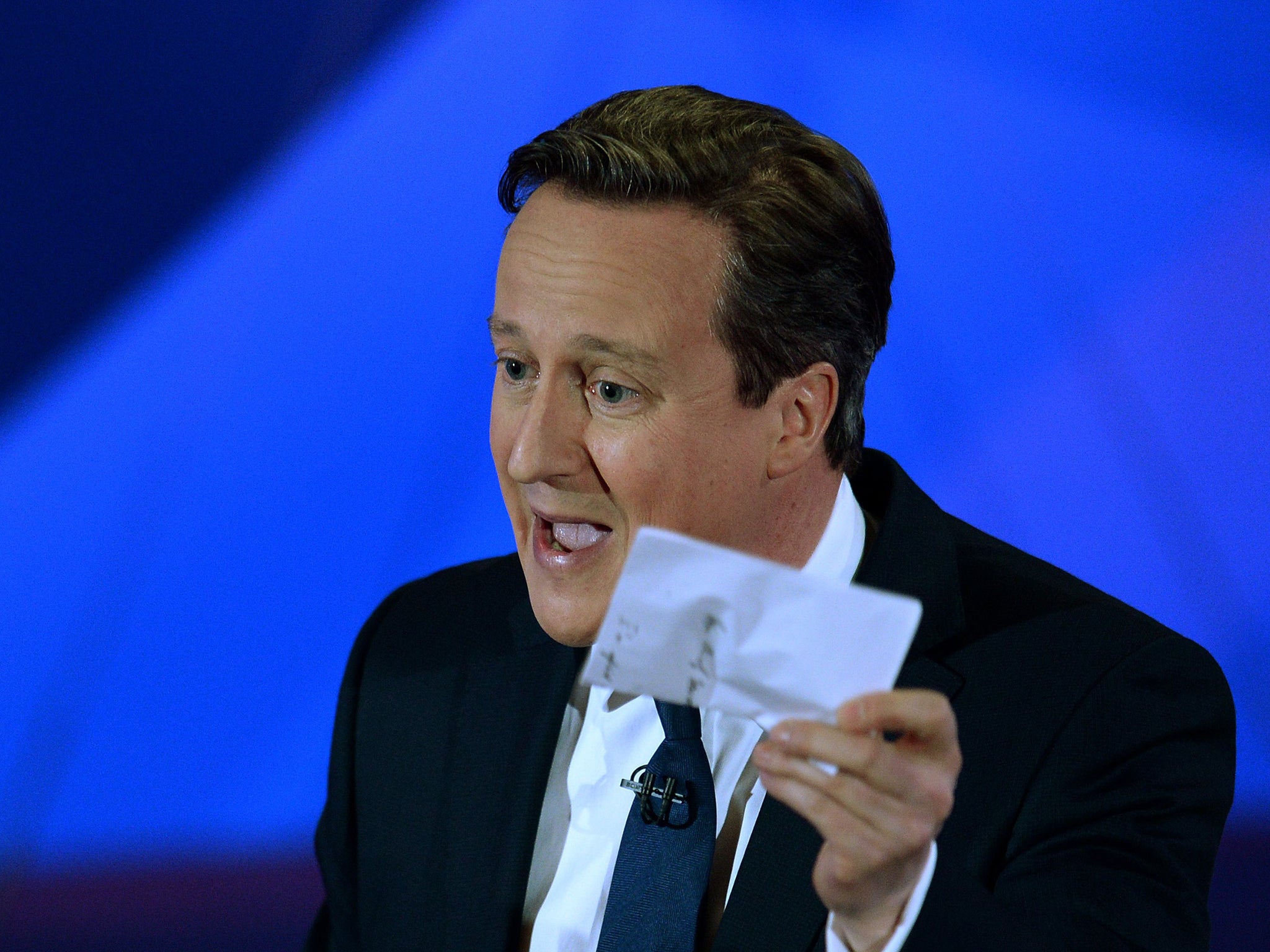 Prime Minister David Cameron takes part in a special BBC Question Time programme