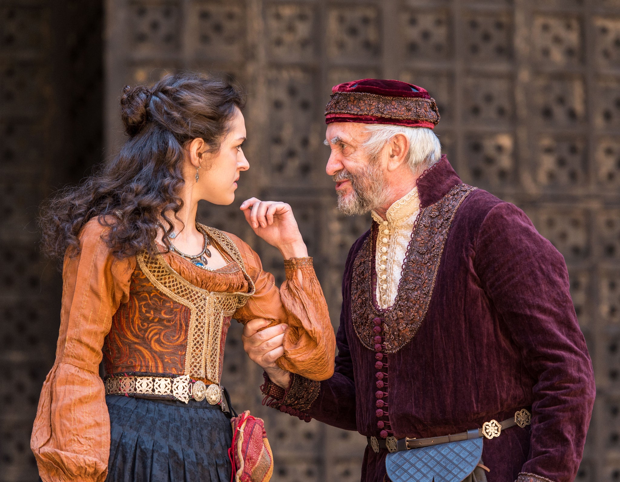 Phoebe and Jonathan Pryce in The Merchant of Venice at Shakespeare’s Globe