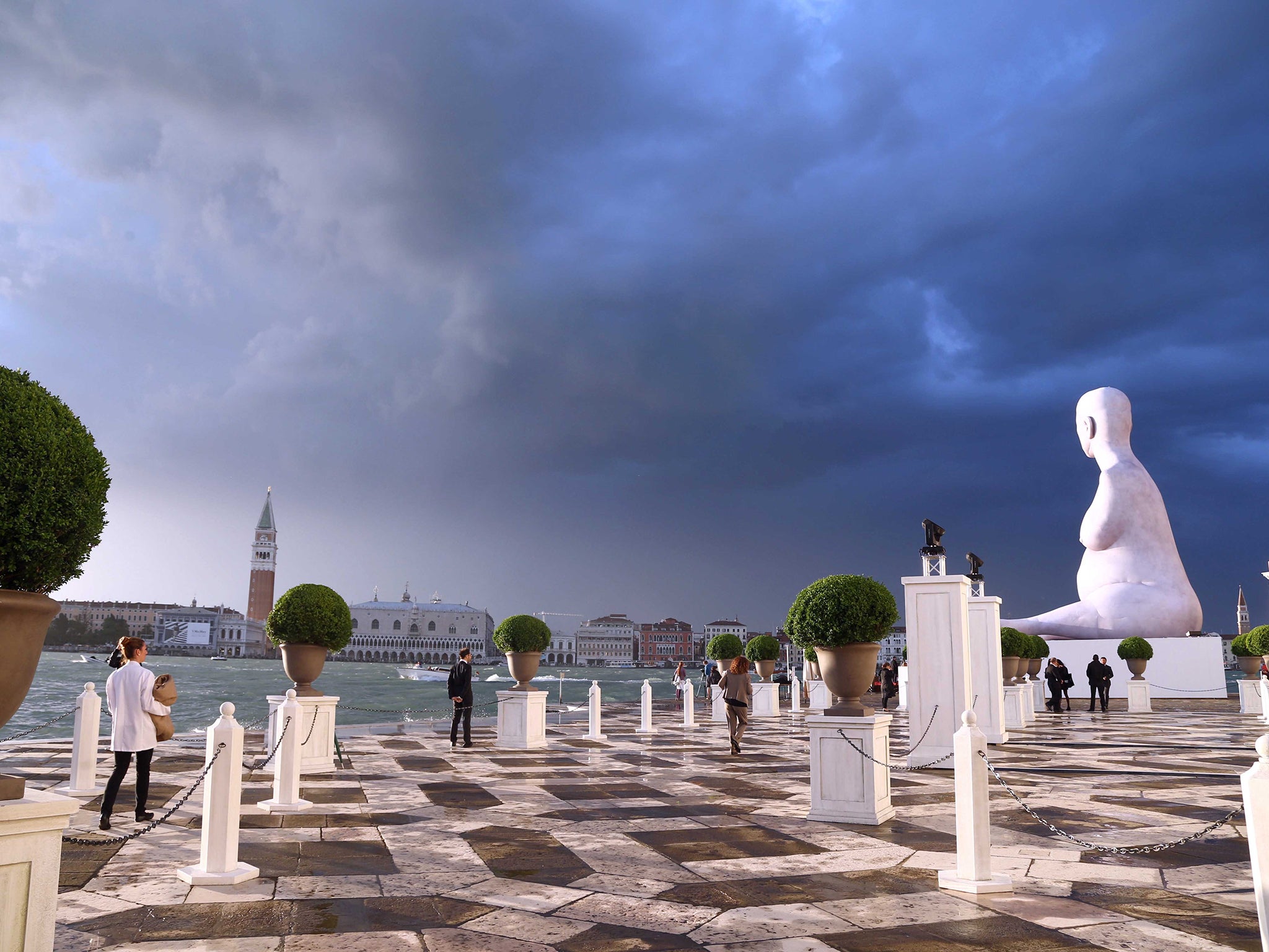 Marc Quinn’s limbless, pregnant sculpture surveys the Grand Canal at 2013’s Venice Biennale