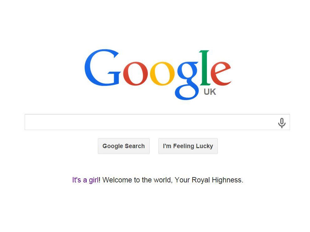 Google commemorated the royal birth on 2 May