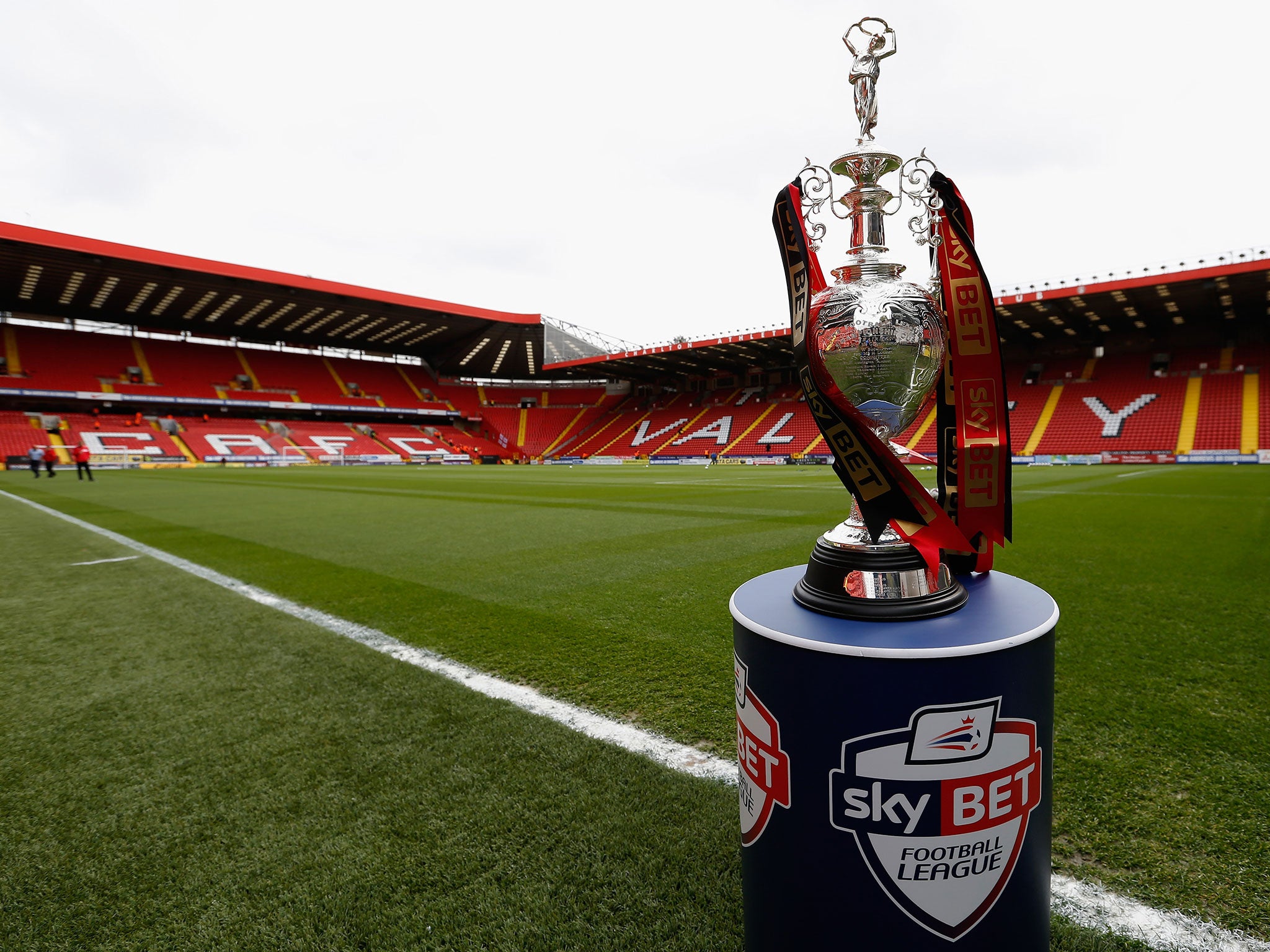 The Championship trophy pictured at The Valley