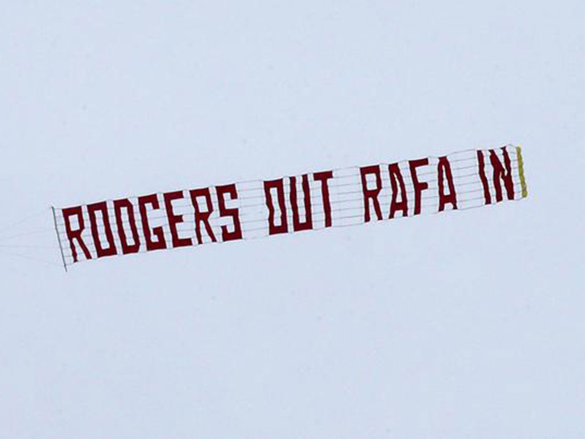 A banner that appeared over Anfield during Liverpool vs QPR