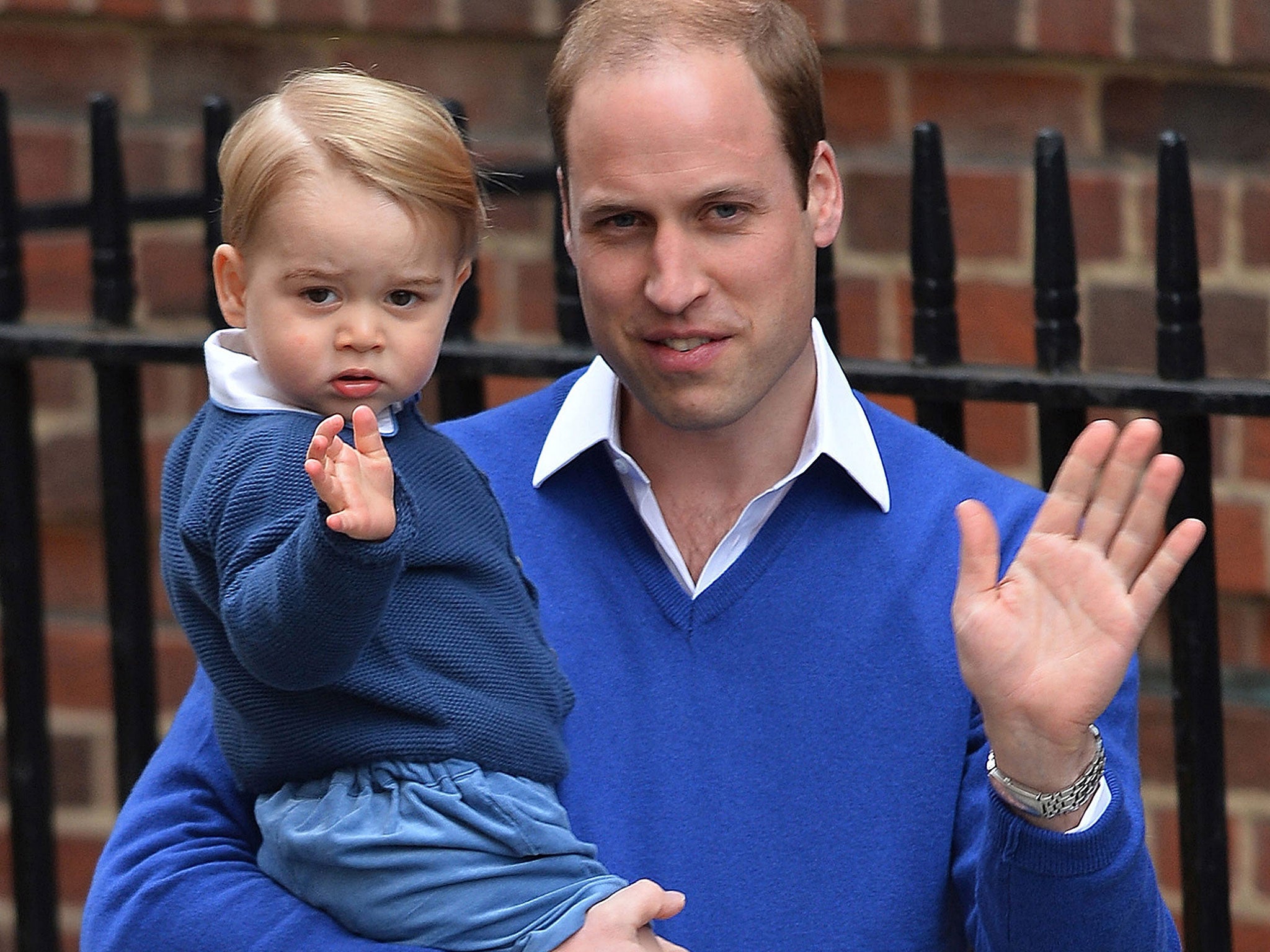 Prince William, Duke of Cambridge with his son, Prince George at the Lindo Wing