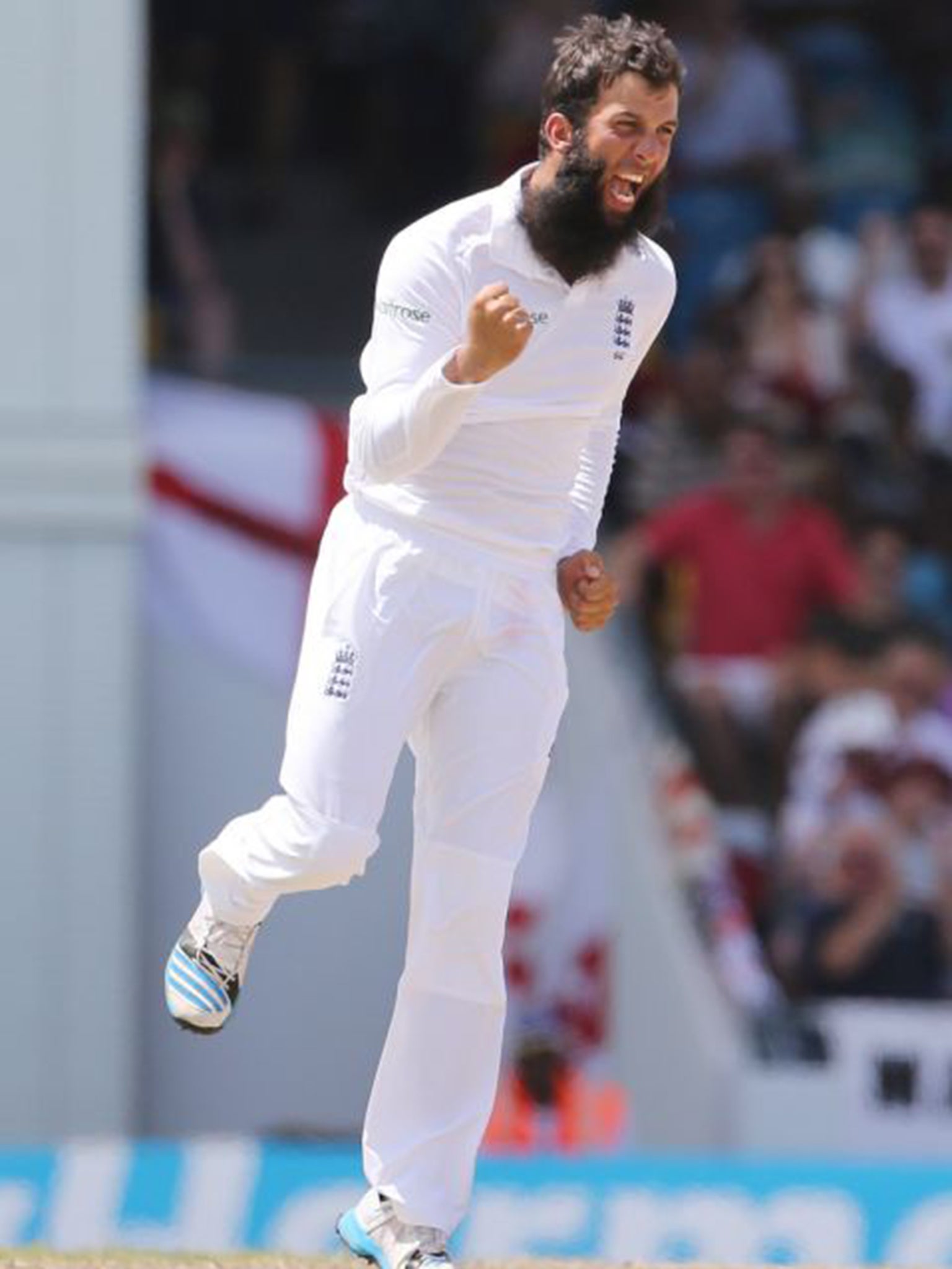 Moeen Ali celebrates a wicket