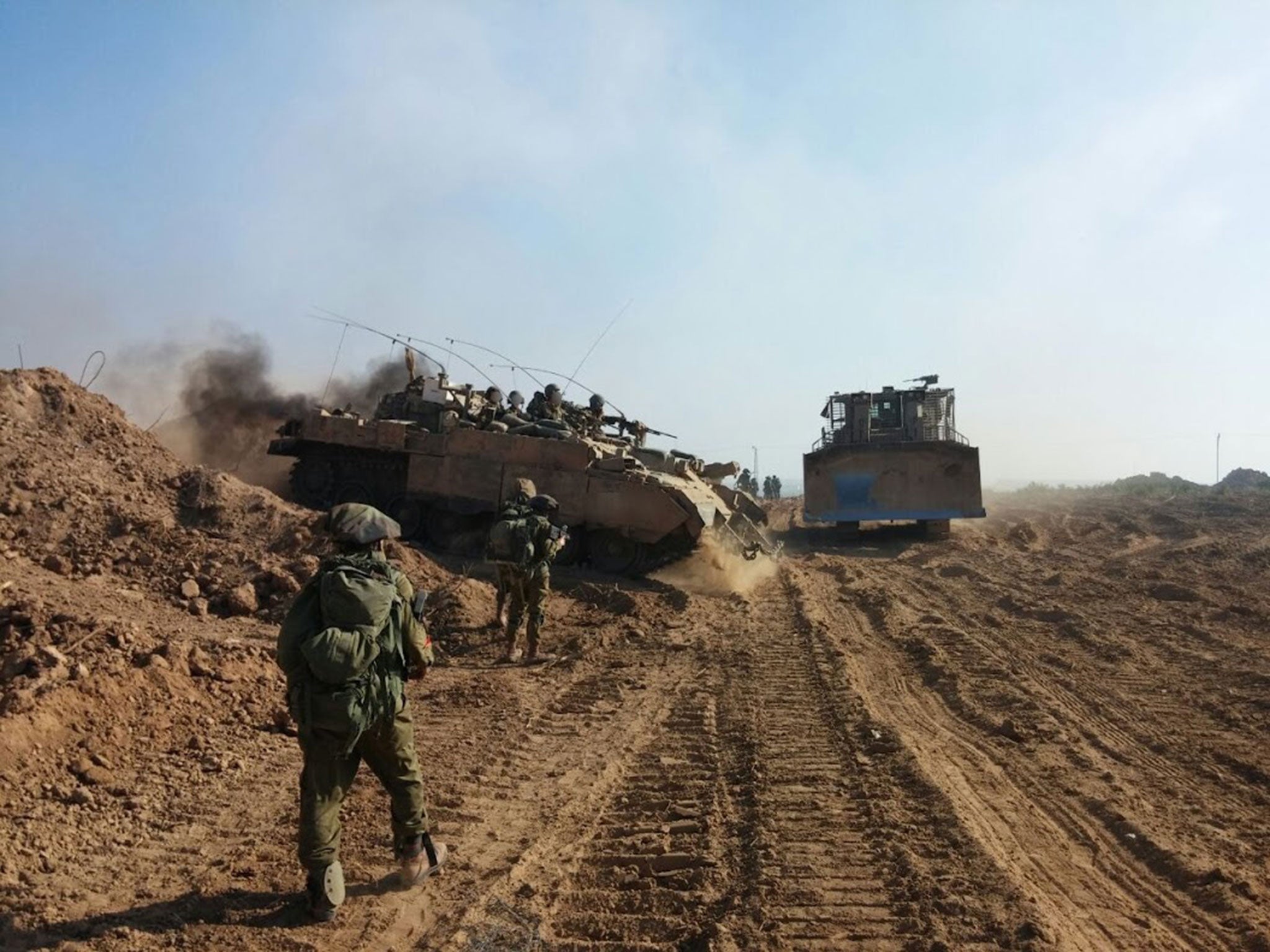 IDF soldiers and vehicles in an image provided by campaign group Breaking the Silence