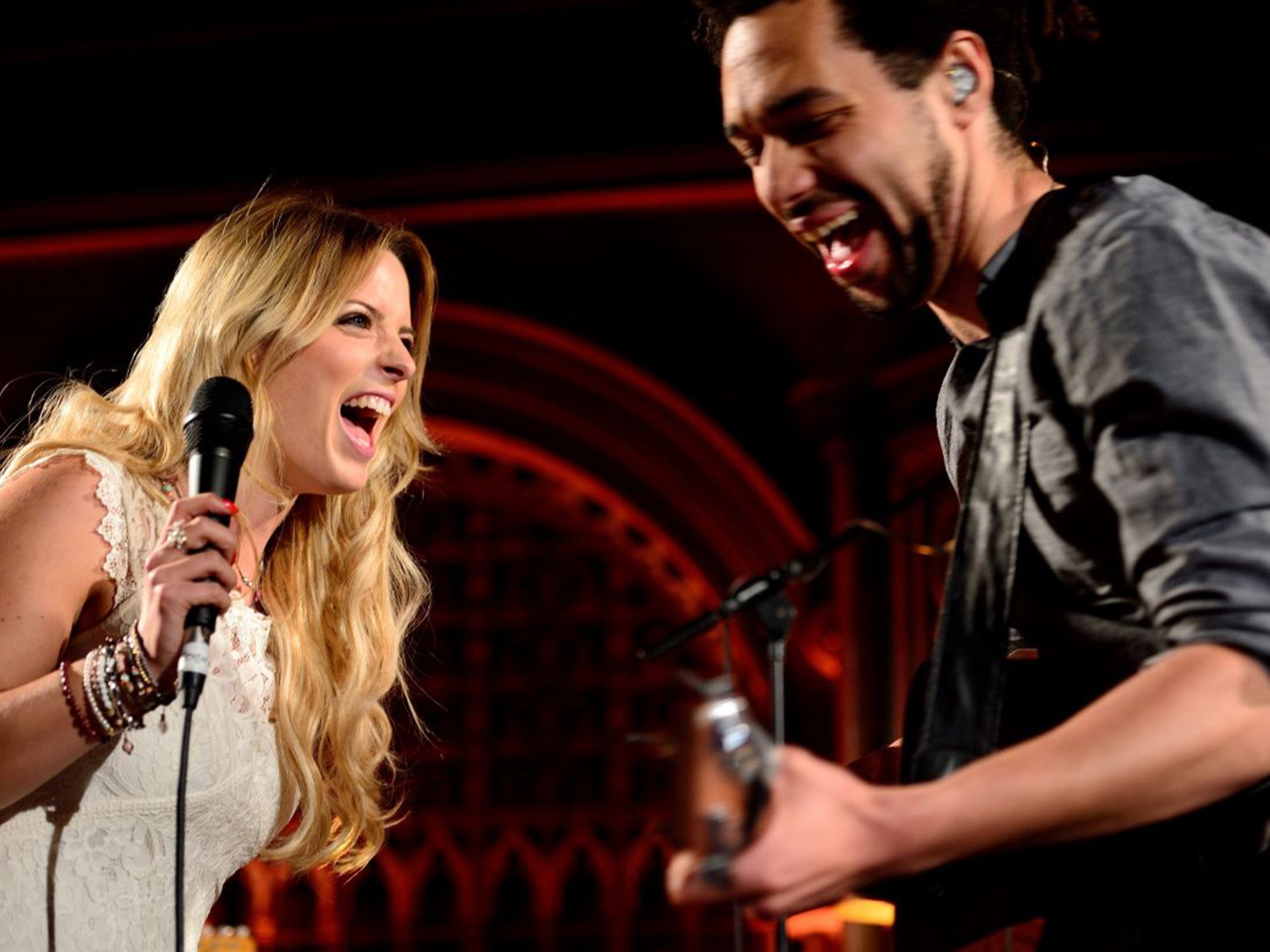 Crissie Rhodes and Ben Earle performing in London last month. The pair hope their Opry performance will boost album sales in the US