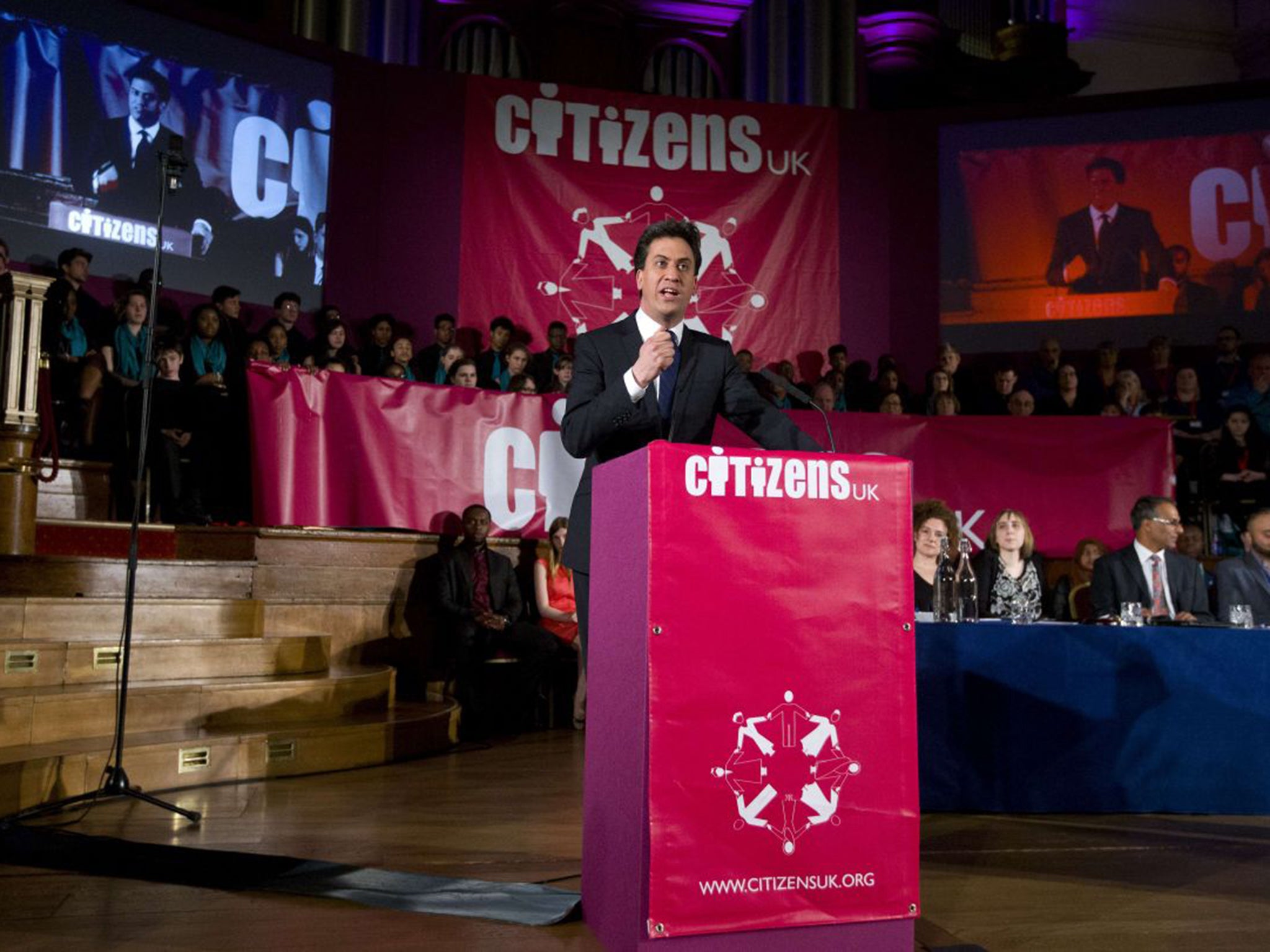 Ed Miliband addressed the audience, which included community campaigners, students, faith leaders and many first-time voters